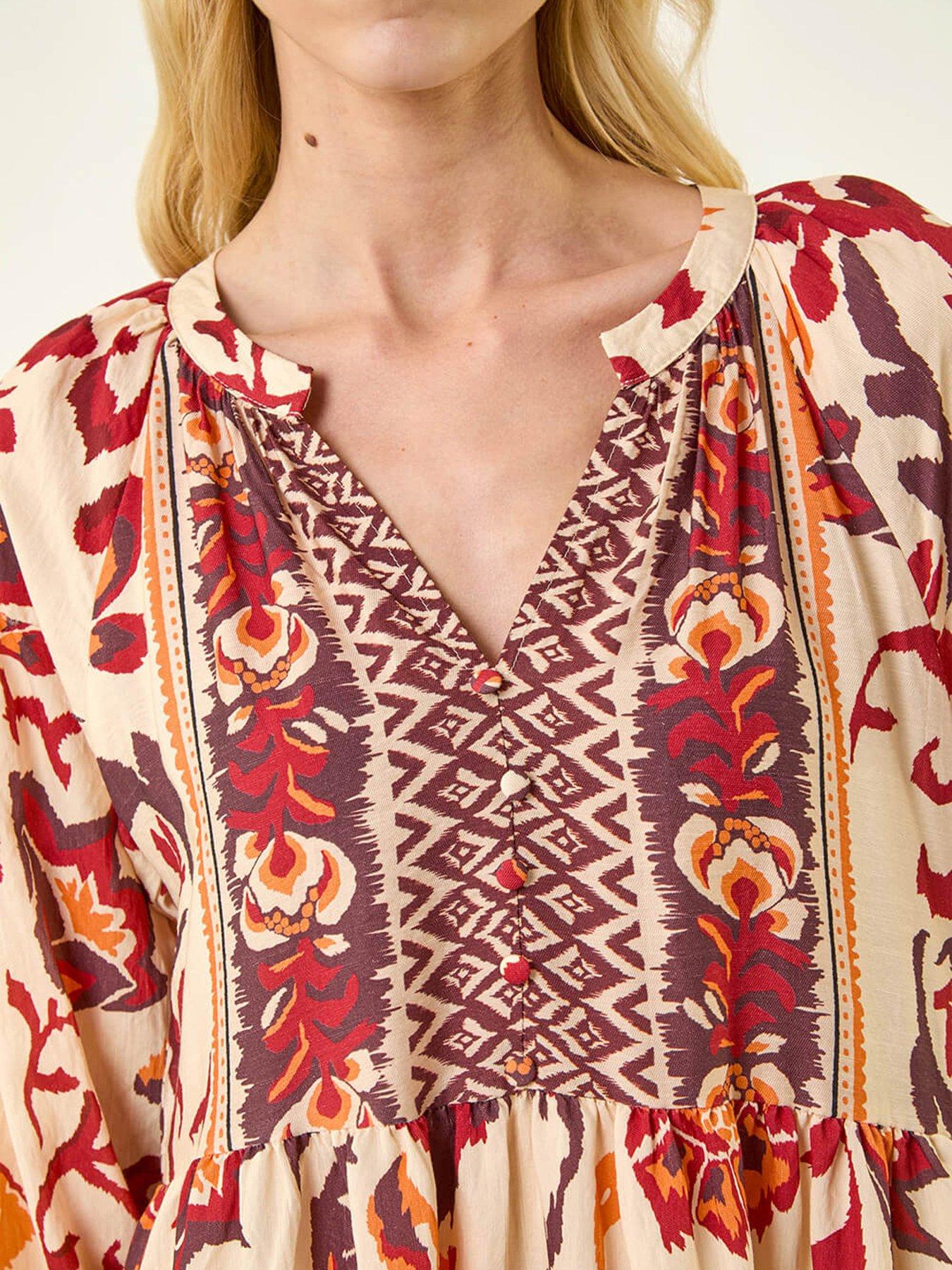 Image 5 of 5 of Roman Floral Border Print Maxi Dress