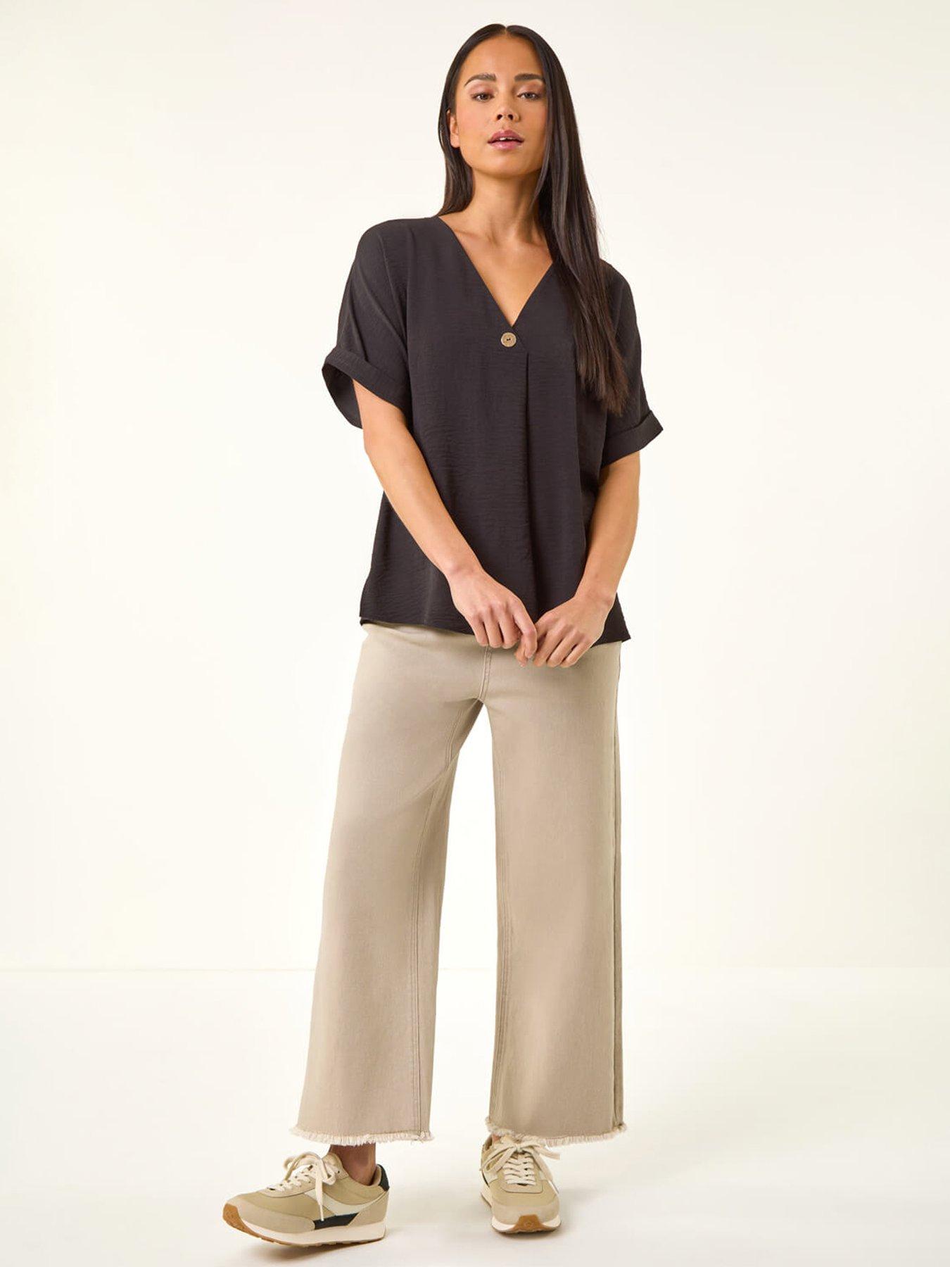 Image 3 of 5 of Roman Petite One Buttoned V-neck Top