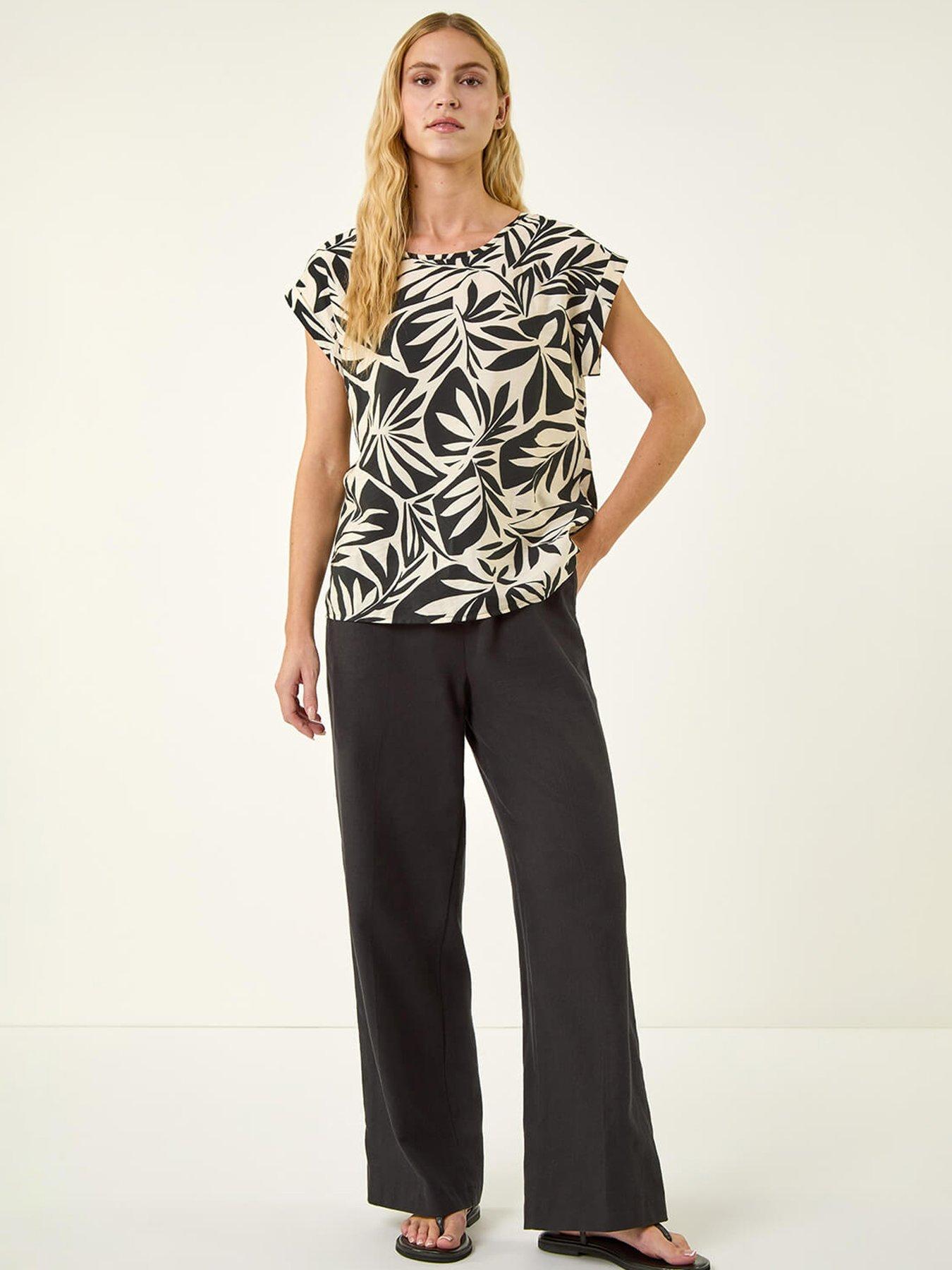 Image 3 of 5 of Roman Leaf Print Shell Top