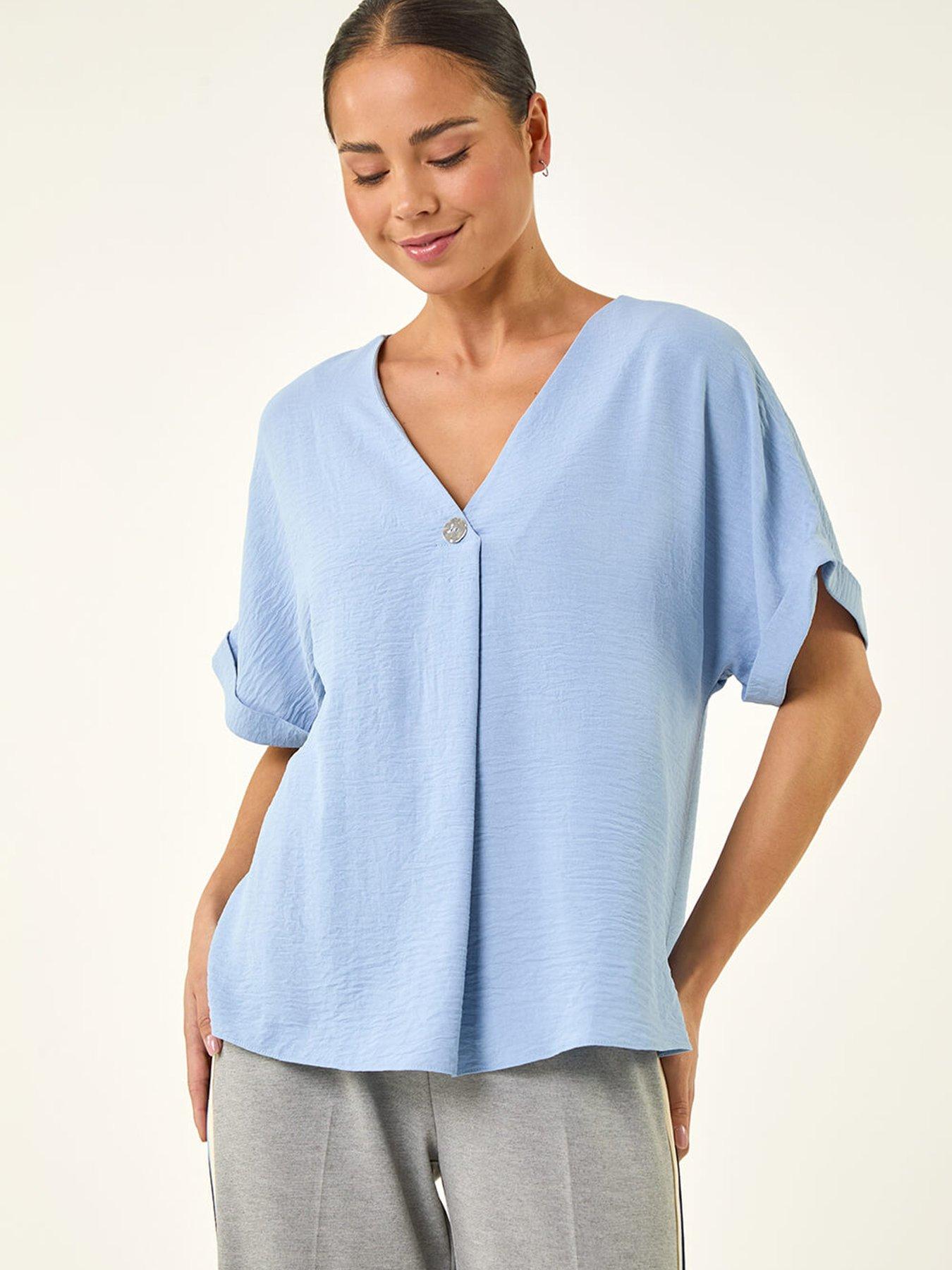 Roman Petite One Buttoned V-neck Top