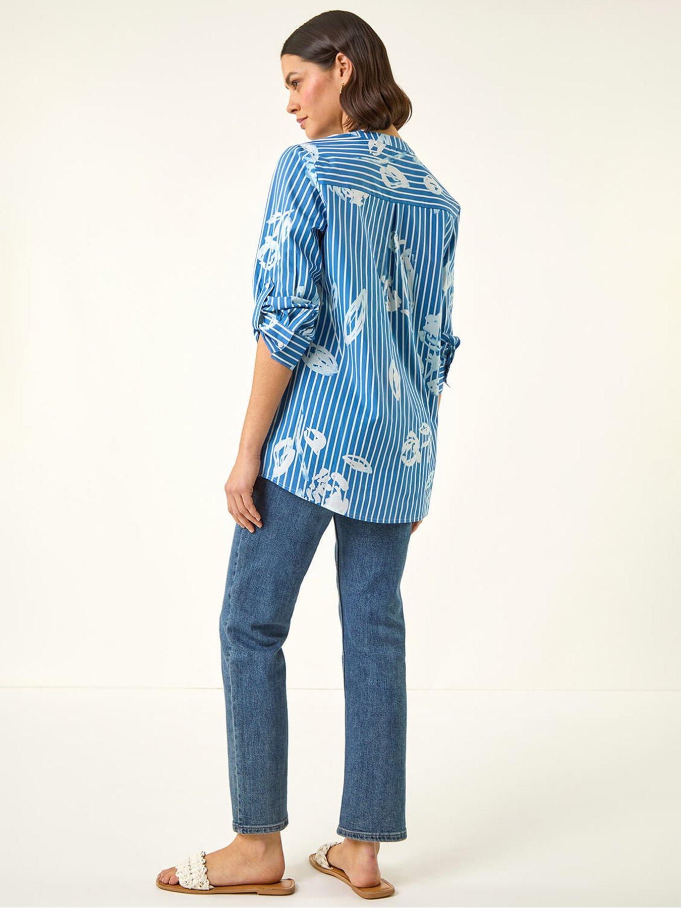 Image 2 of 5 of Roman Floral Stripe Pleated Top