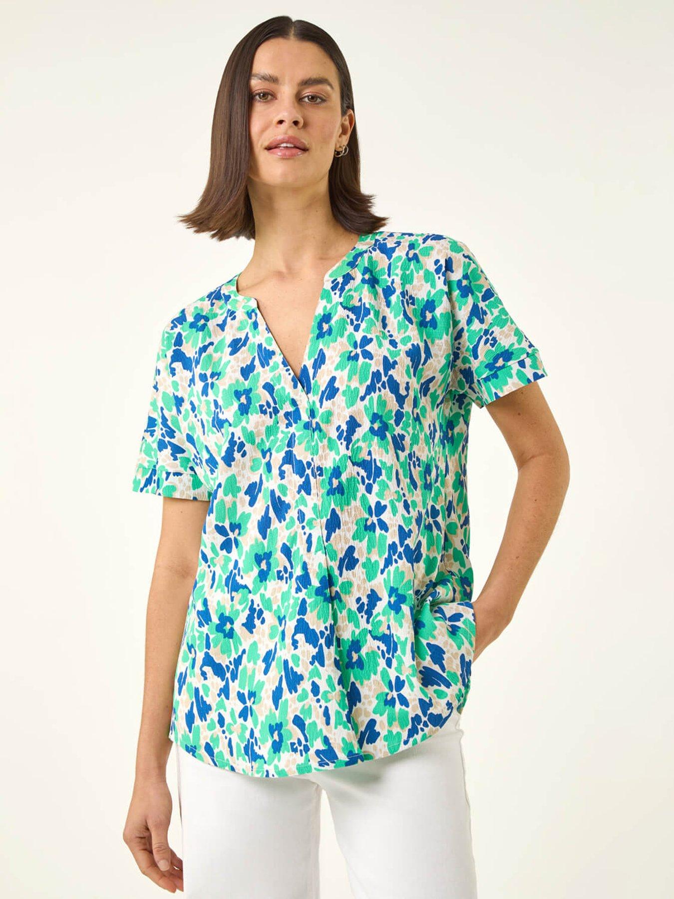 Roman Abstract Print Stretch Tunic Top