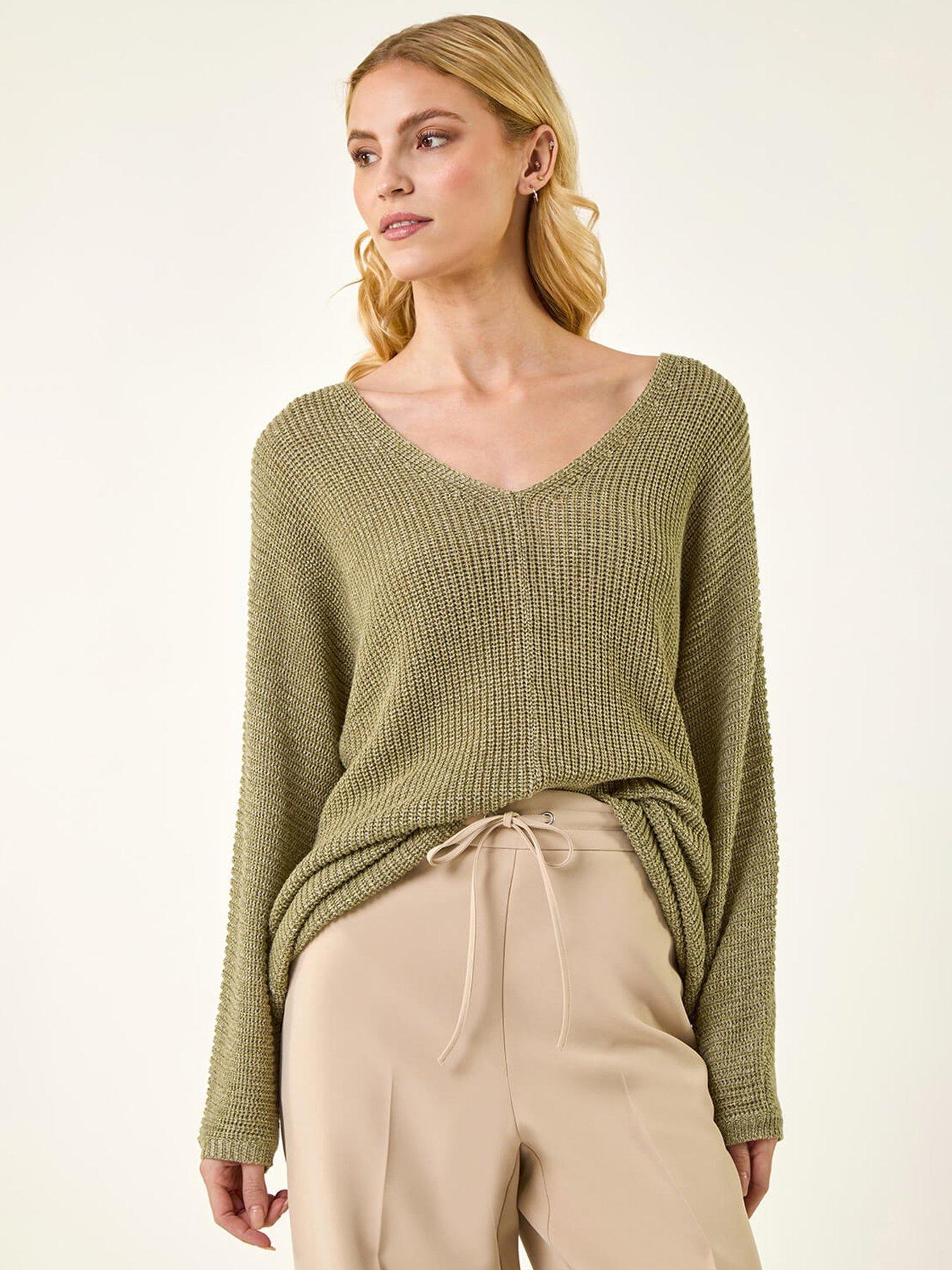 Roman Textured V-neck Boyfriend Jumper