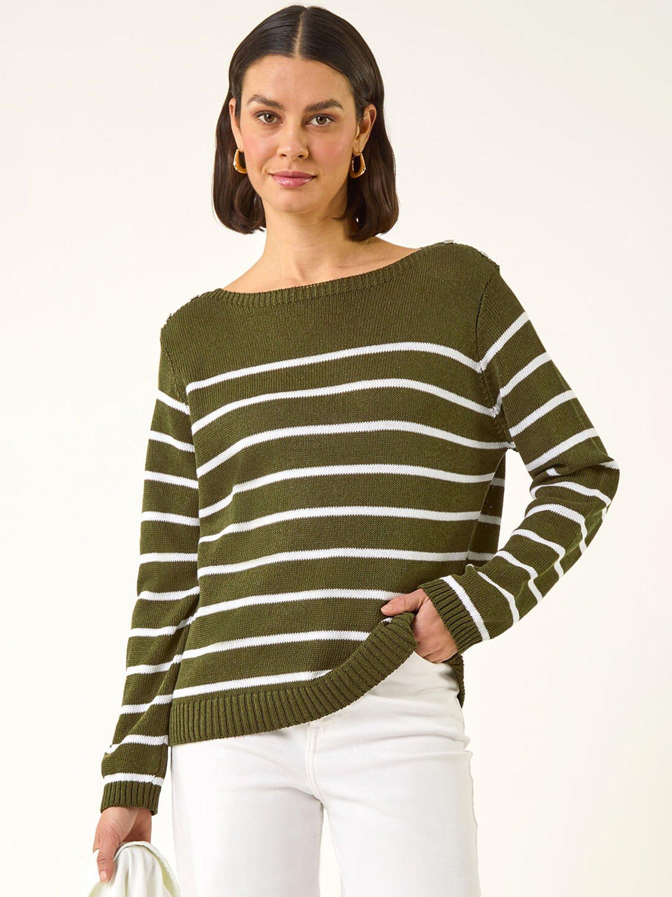 Roman Slash Neck Stripe Knit Jumper