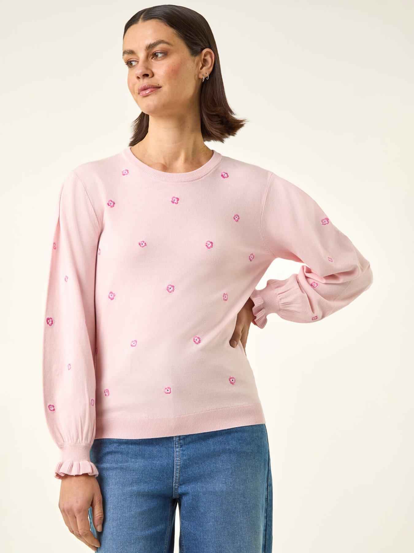 Roman Embroidered Floral Knit Top