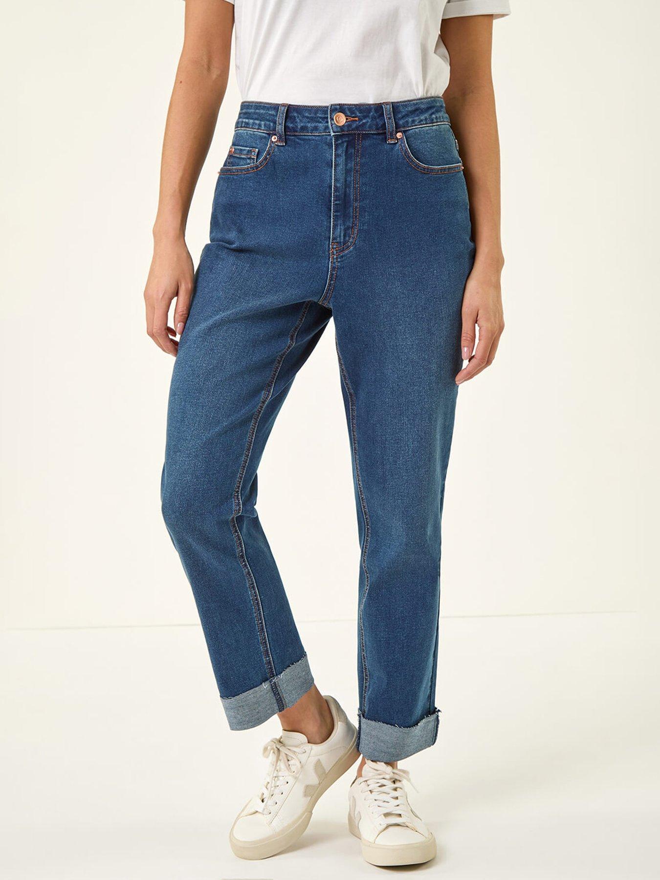 Roman Petite Turn Up Pocket Jeans, Blue, Size 16, Women
