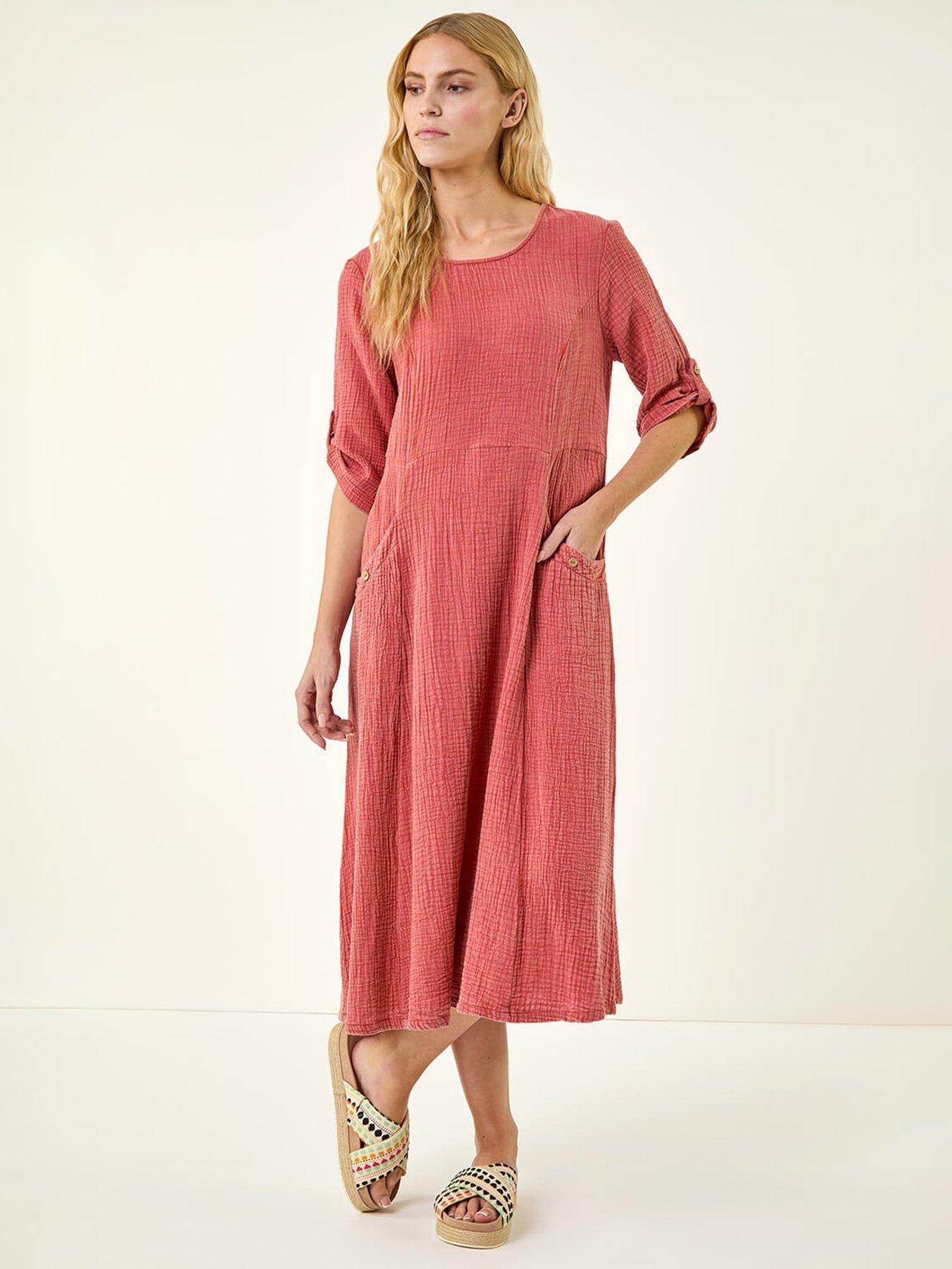 Roman Textured A-line Midi Dress
