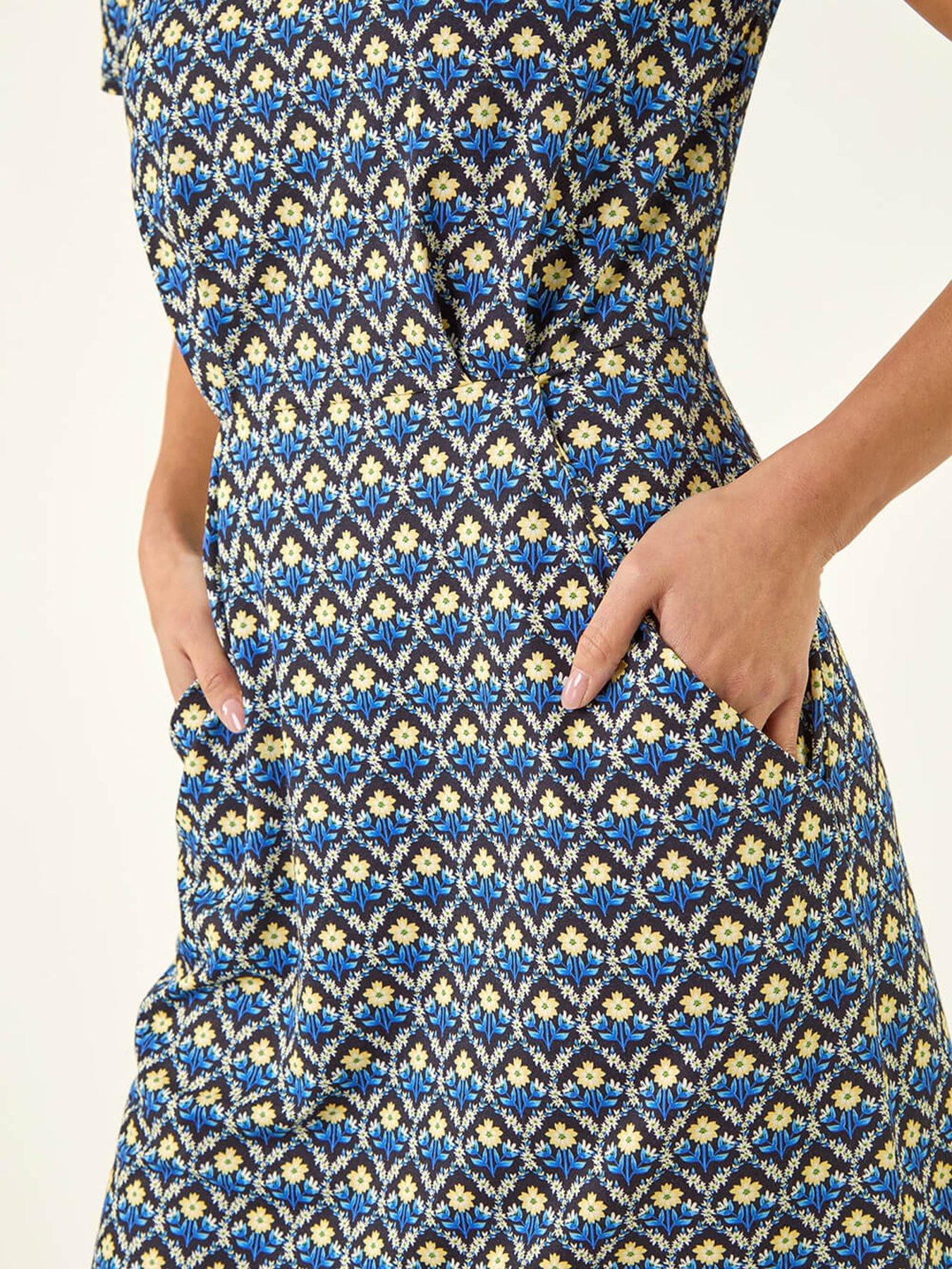 Image 5 of 5 of Roman Petite Floral Pocket Midi Dress