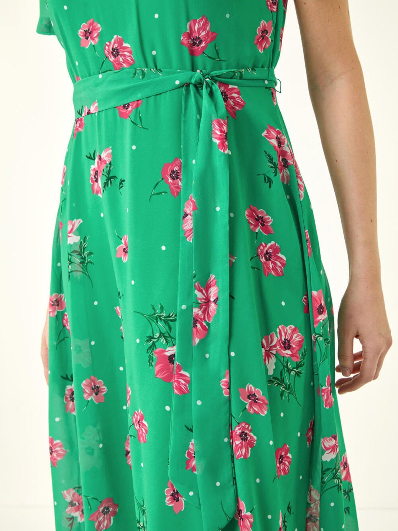 Image 5 of 5 of Roman Floral Chiffon Pleated Dress
