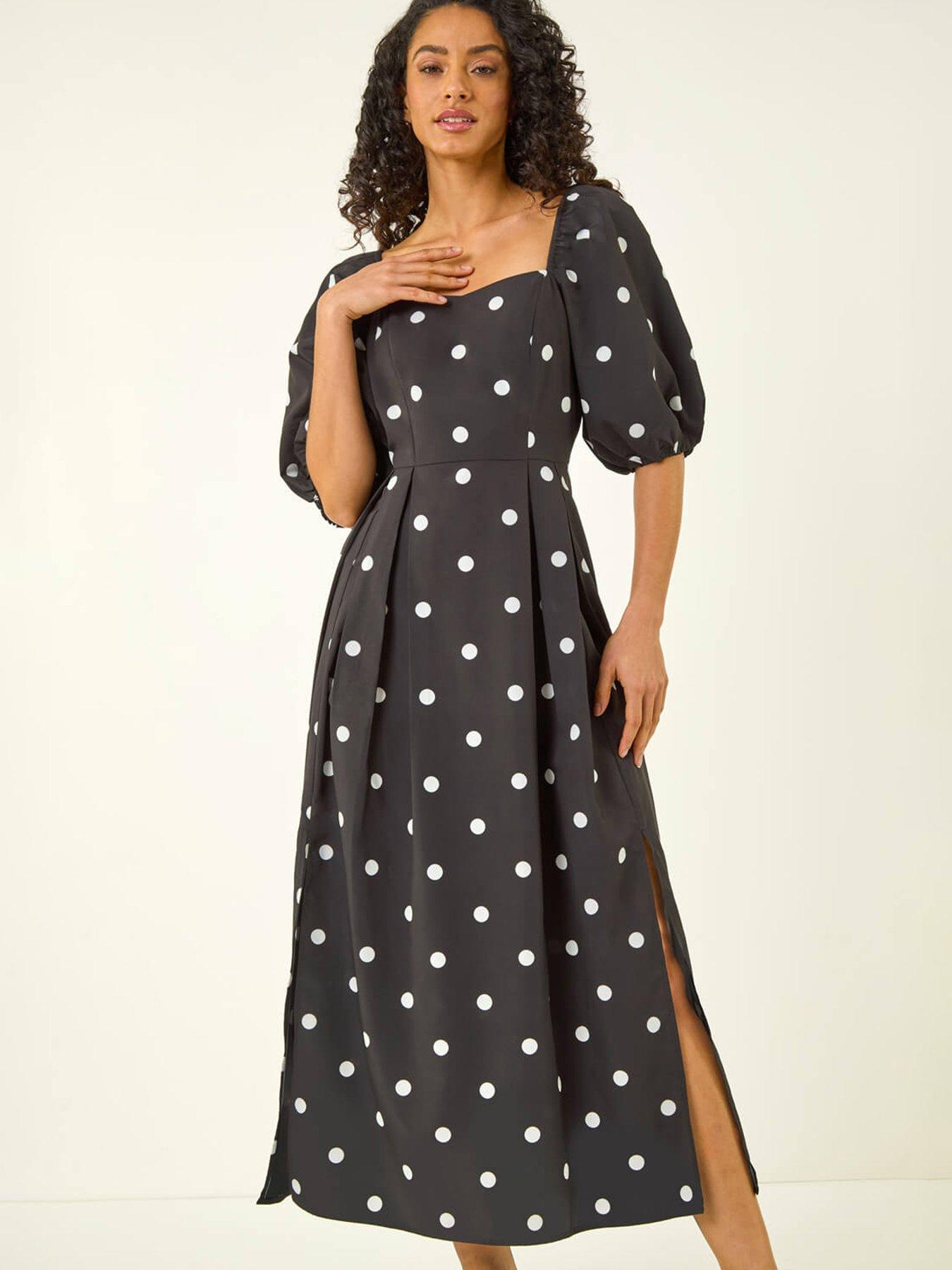 Roman Dusk Polka Dot Midi Dress