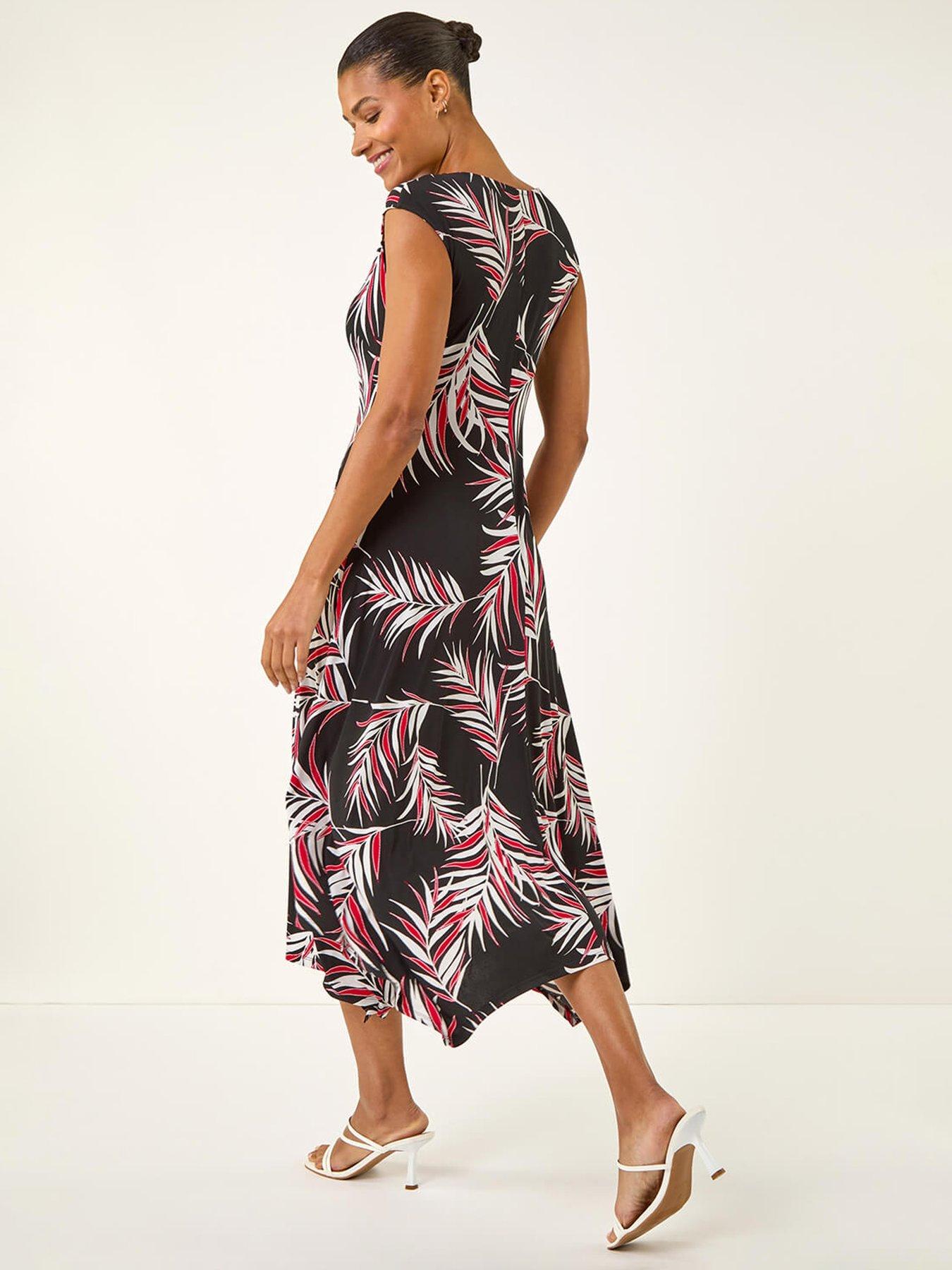 Image 2 of 5 of Roman Leaf Print Stretch Maxi Dress