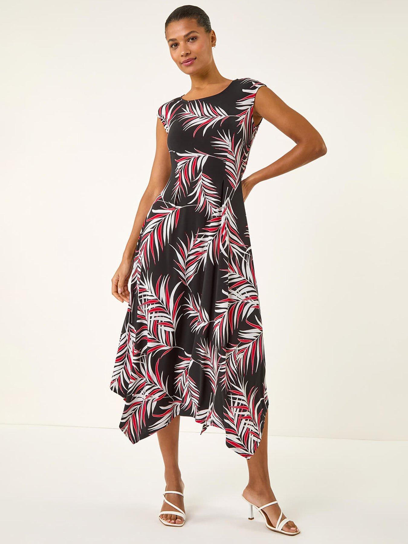 Image 3 of 5 of Roman Leaf Print Stretch Maxi Dress