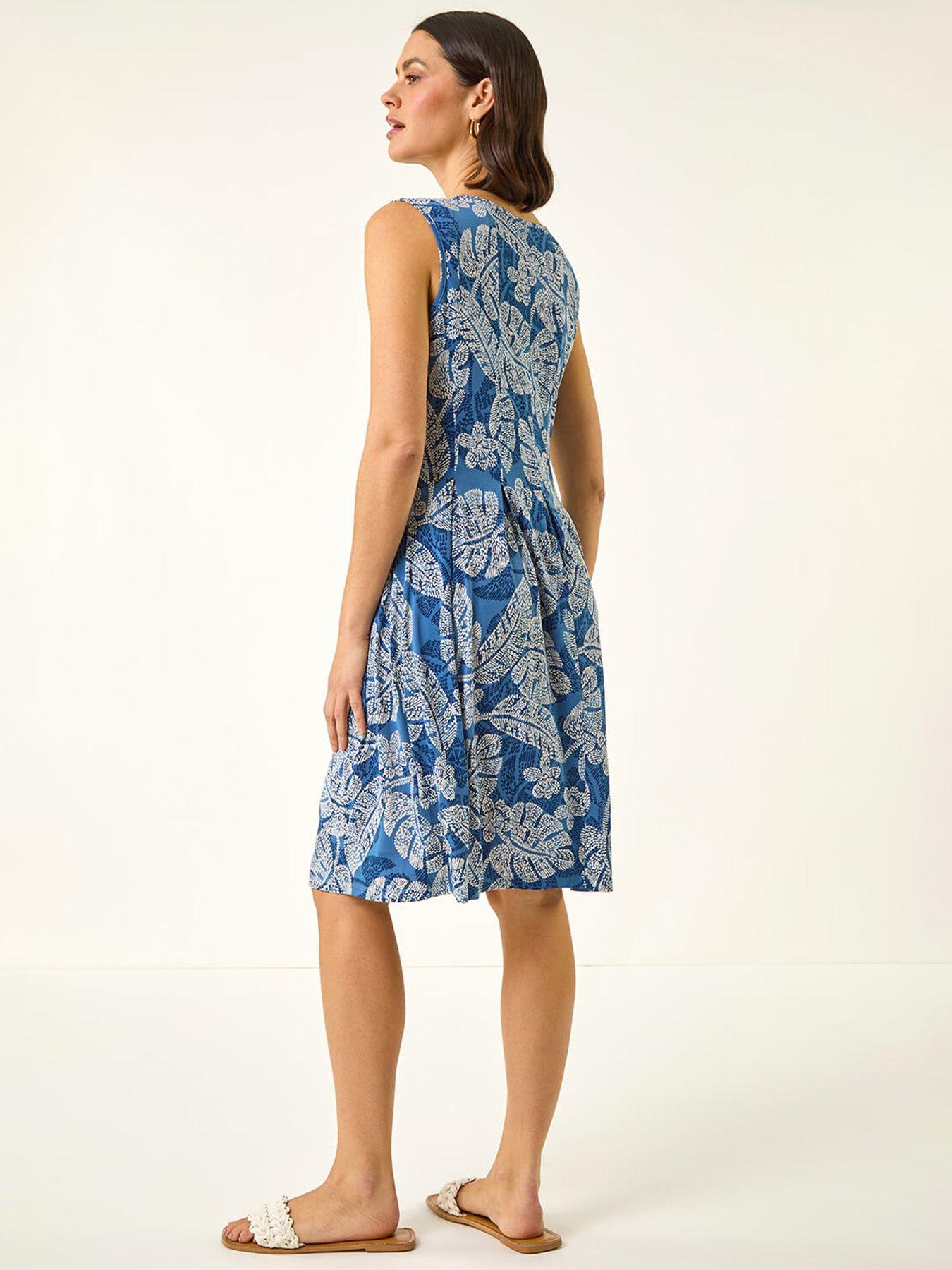 Image 2 of 5 of Roman Leaf Print Panel Dress