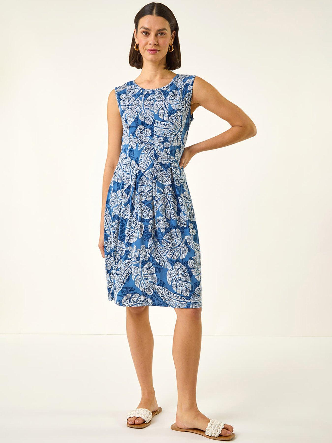 Image 3 of 5 of Roman Leaf Print Panel Dress