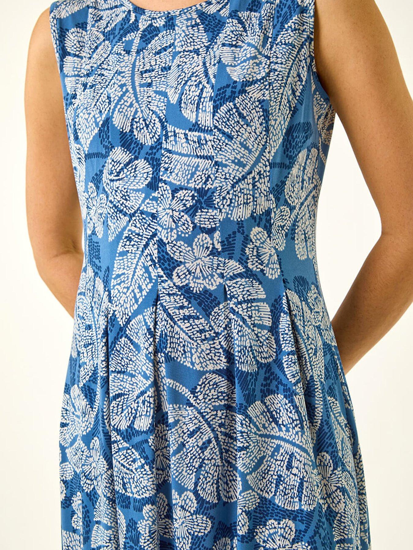 Image 5 of 5 of Roman Leaf Print Panel Dress