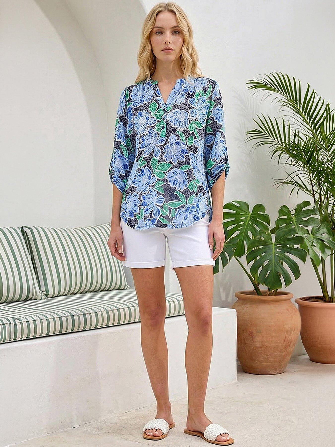 Roman Floral Print Burnout Shirt