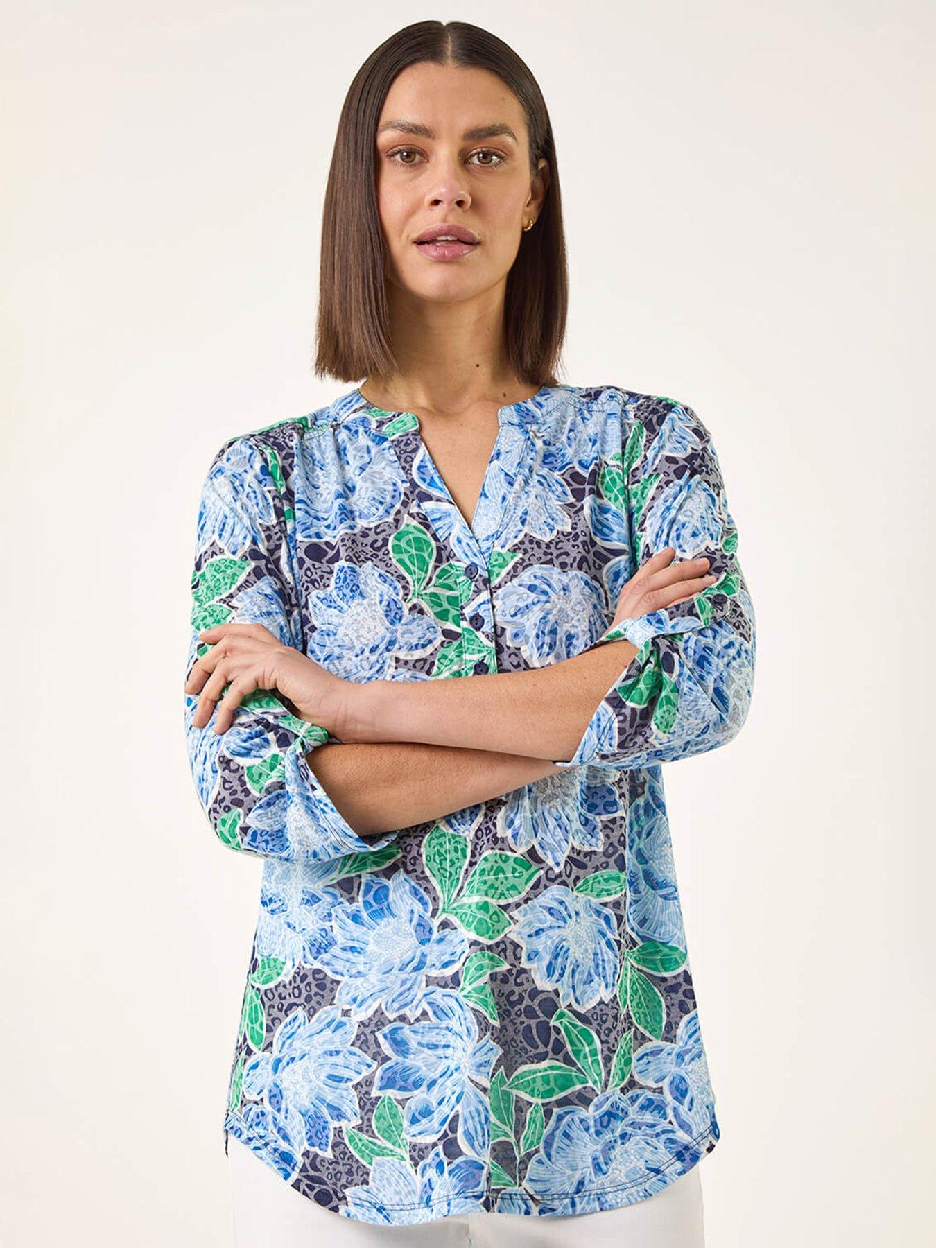 Roman Floral Print Burnout Shirt