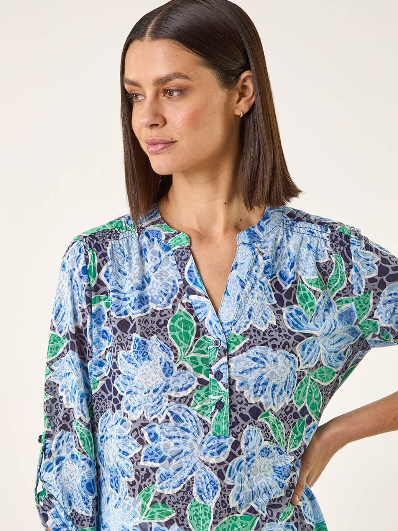 Image 4 of 5 of Roman Floral Print Burnout Shirt