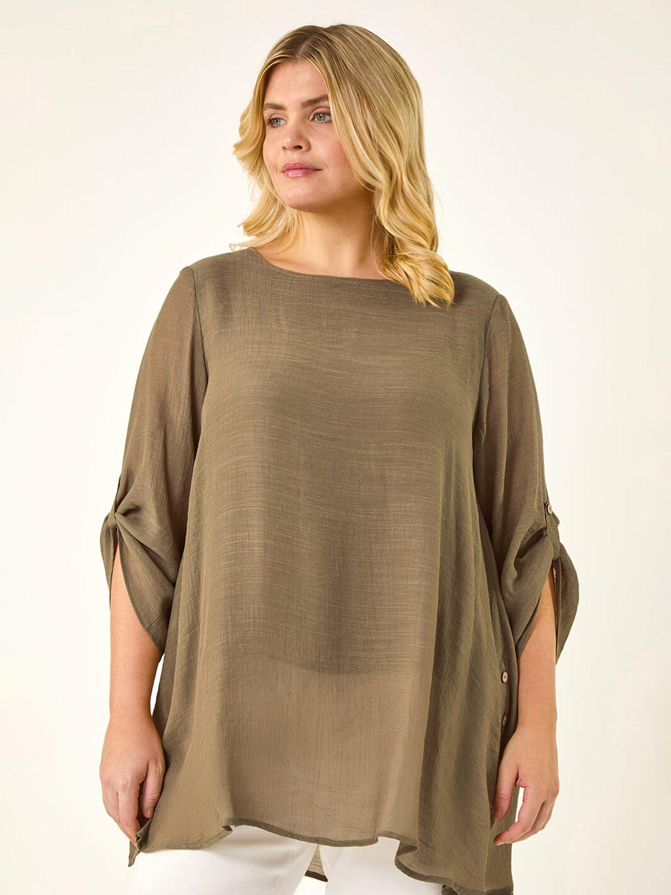 Roman Curve Buttoned Side Asymmetric Top