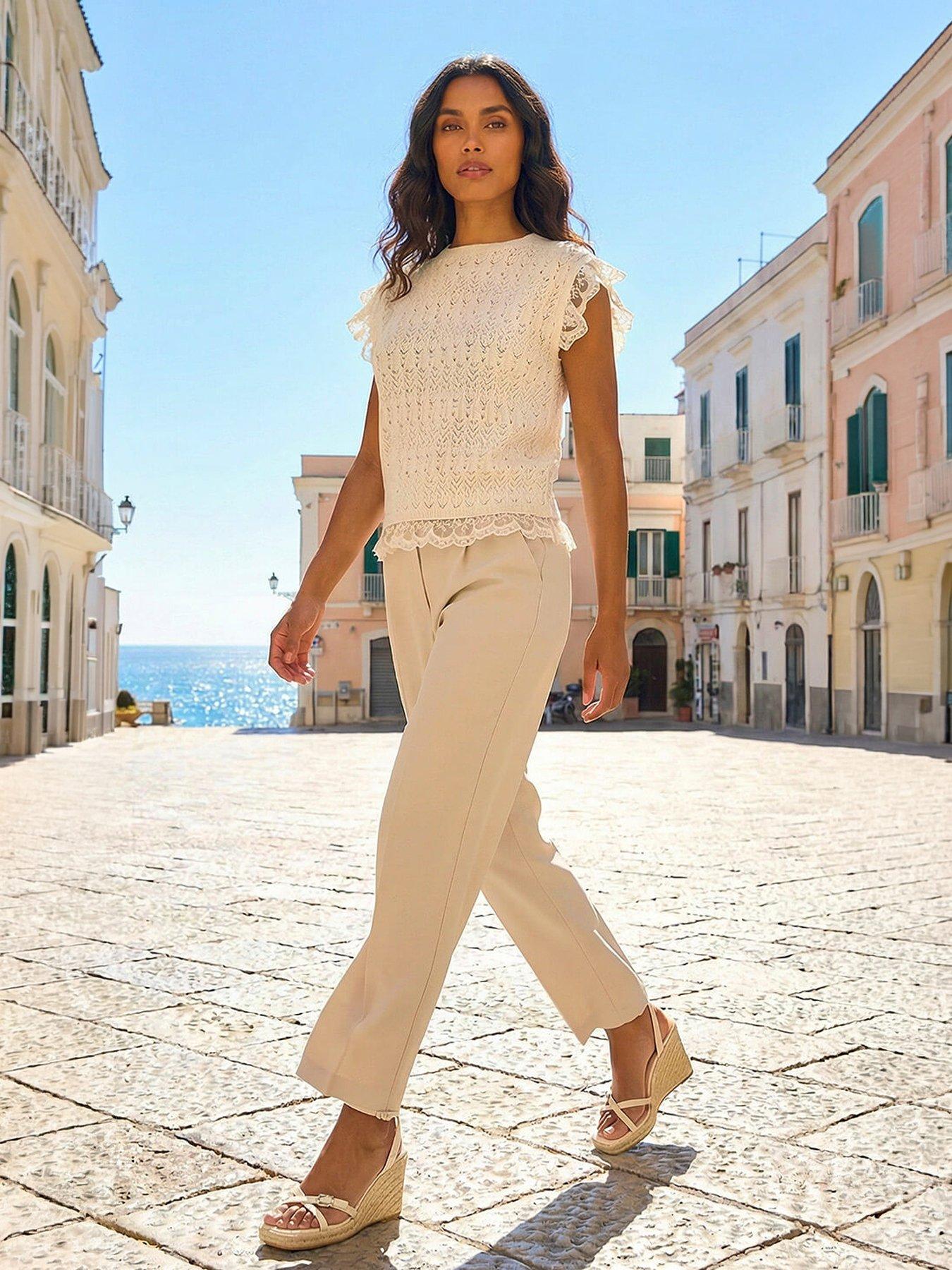 Roman Frill Lace Knitted Top