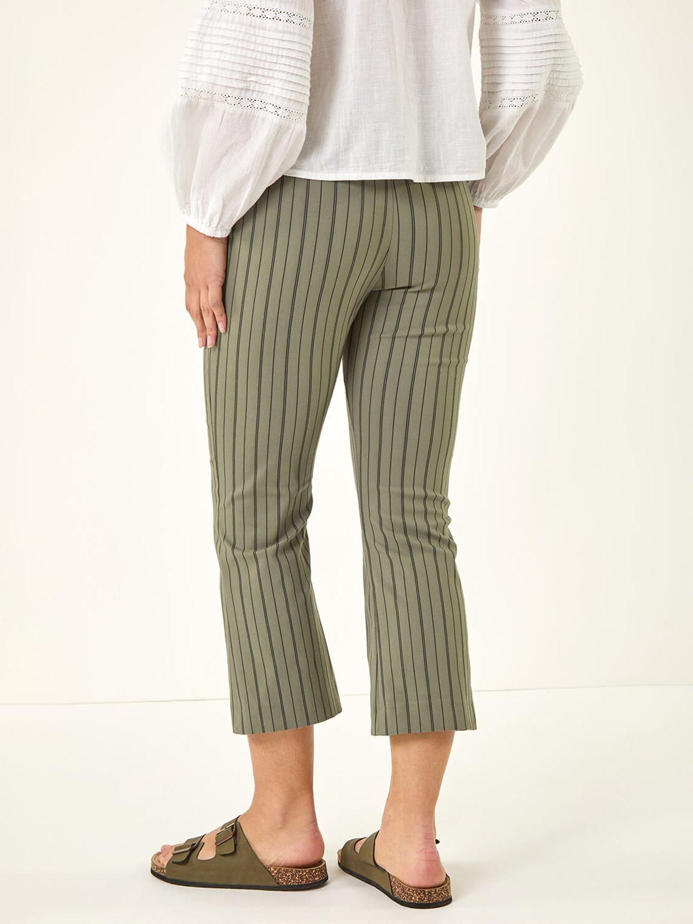 Image 2 of 5 of Roman Stripe Print Crop Bootleg Trouser