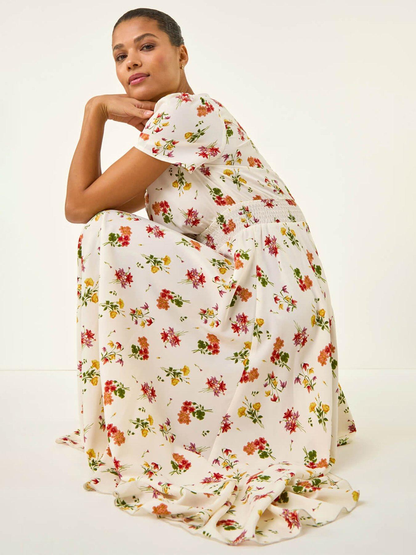 Image 4 of 5 of Roman Floral Print Buttoned Midi Dress