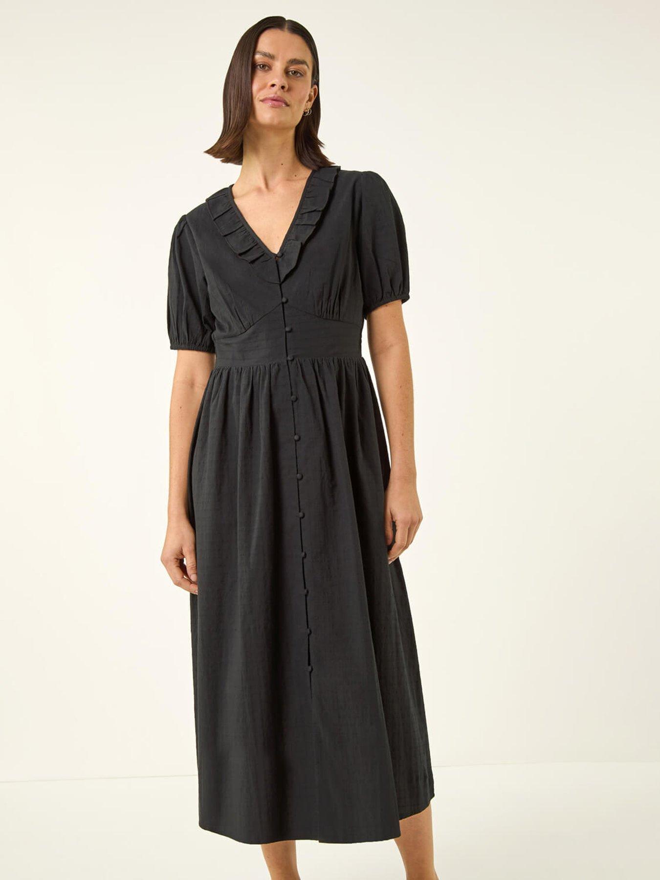 Image 1 of 5 of Roman Textured Frill Midi Dress