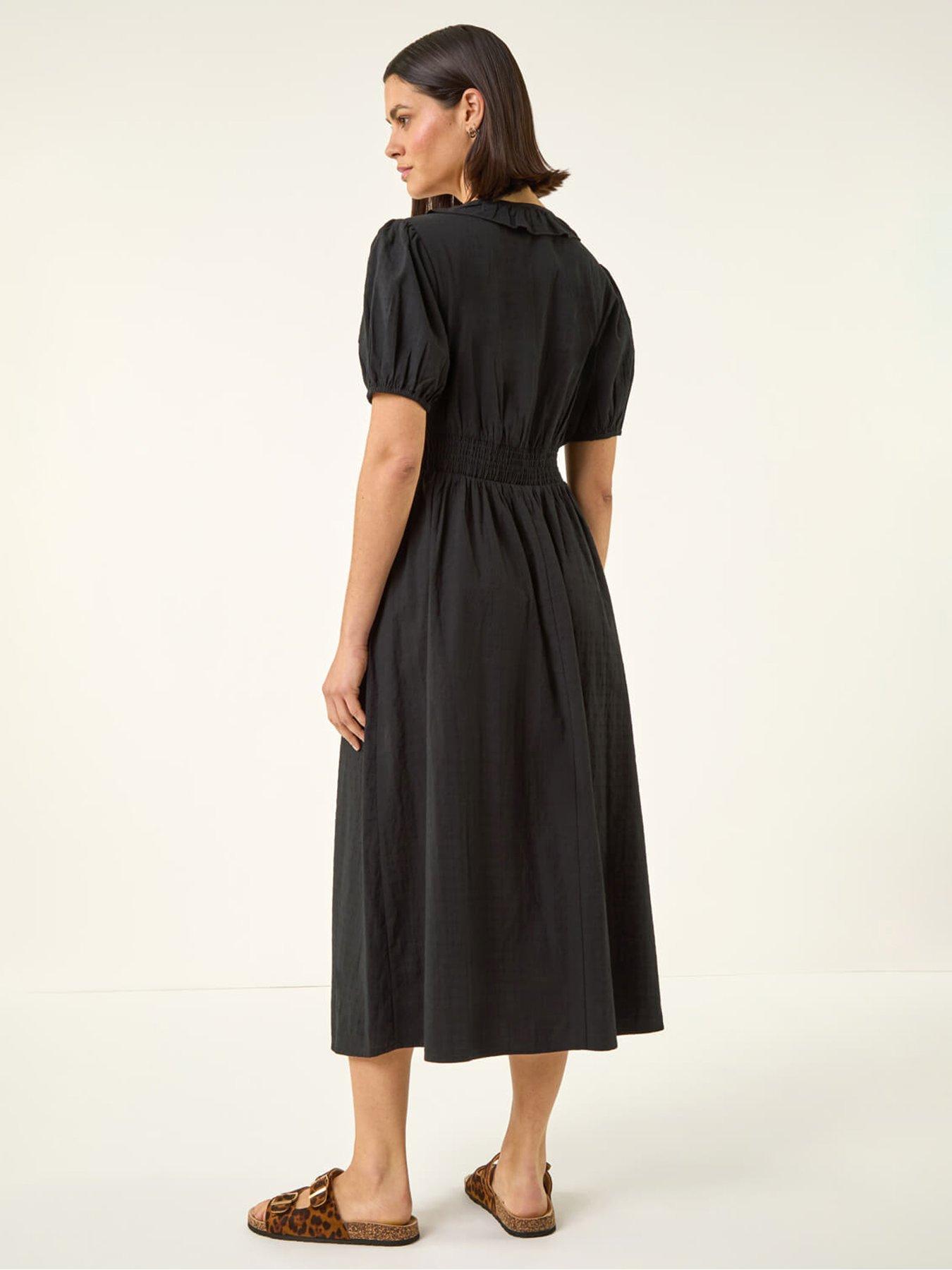 Image 2 of 5 of Roman Textured Frill Midi Dress