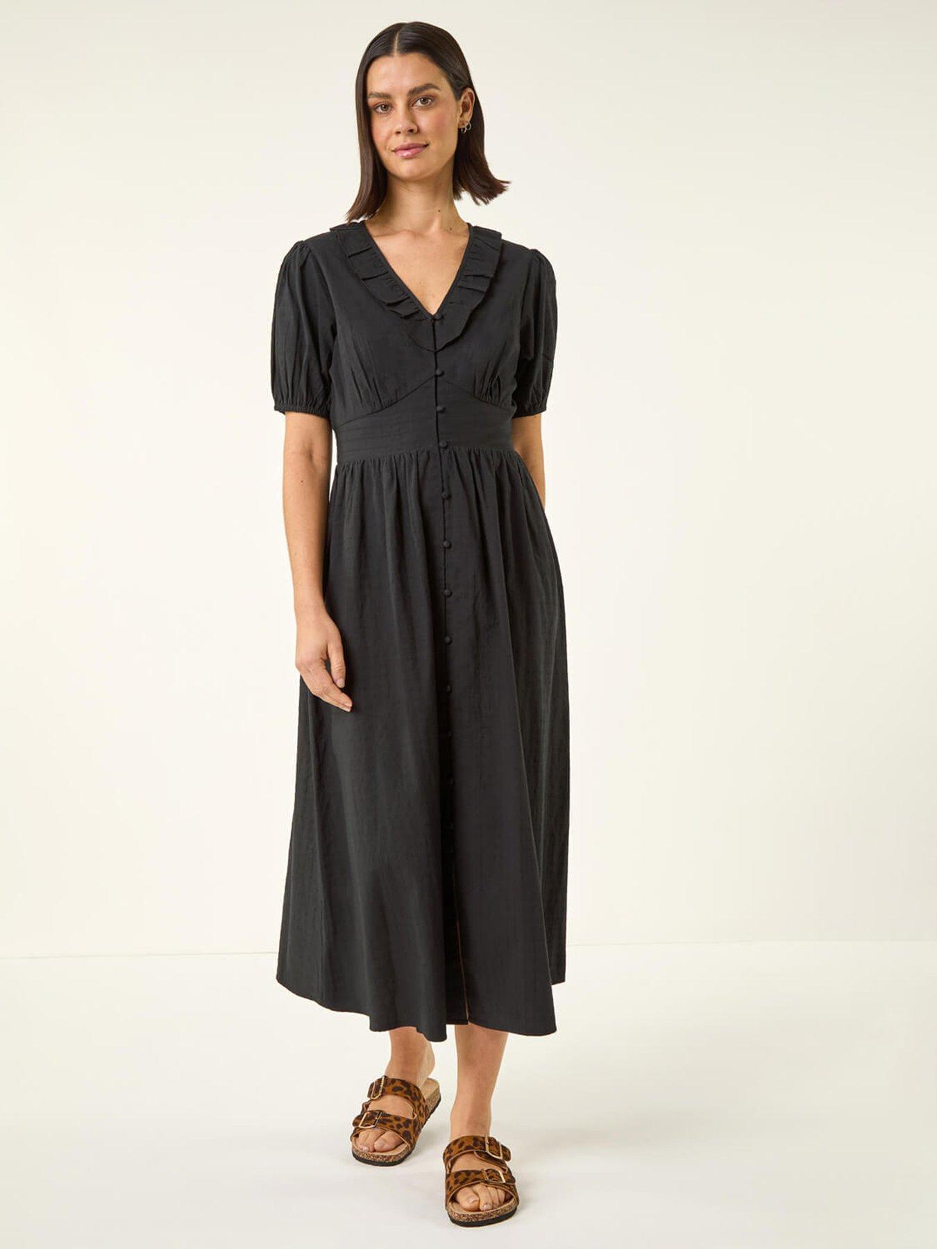 Image 3 of 5 of Roman Textured Frill Midi Dress