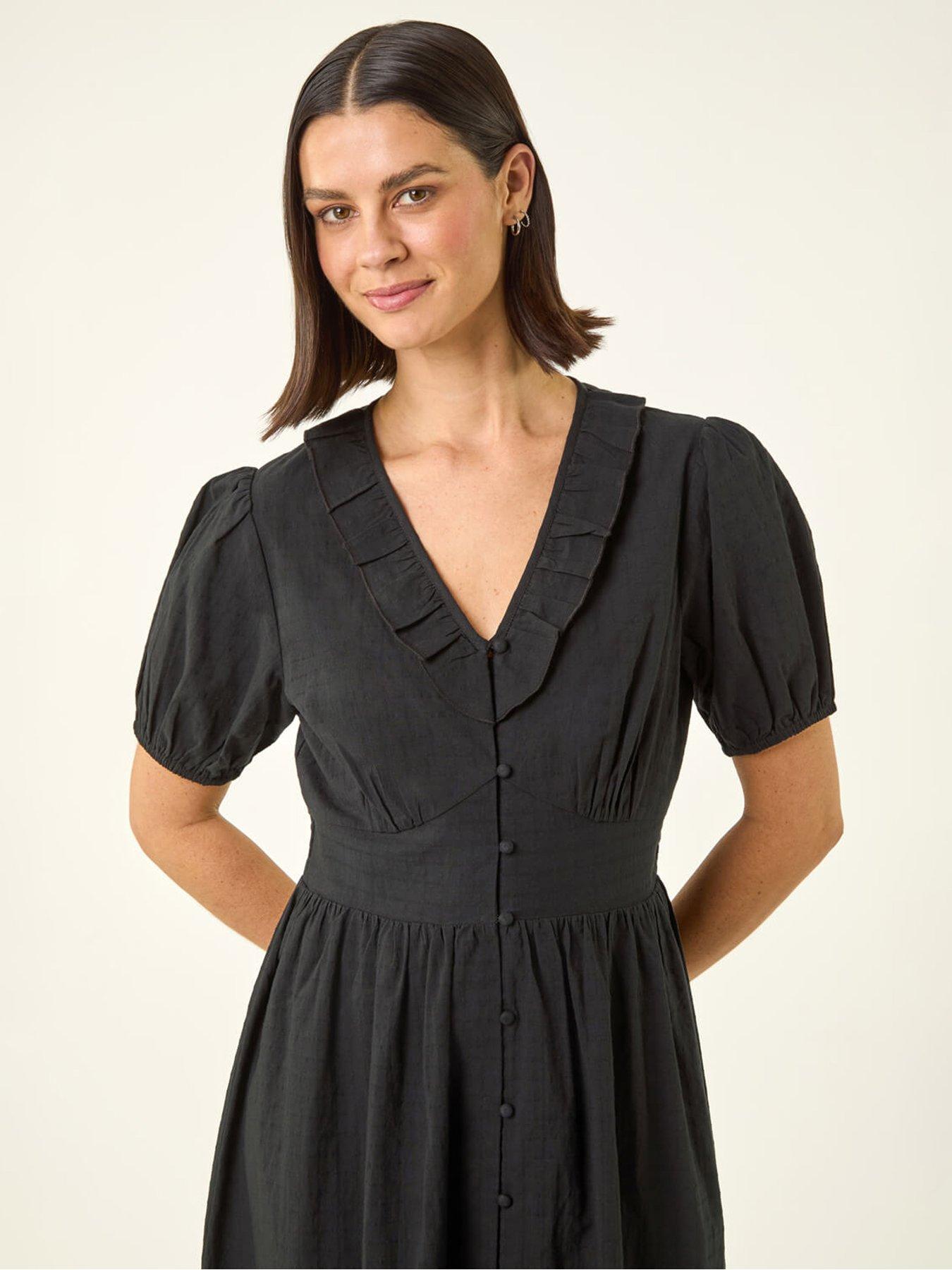 Image 4 of 5 of Roman Textured Frill Midi Dress