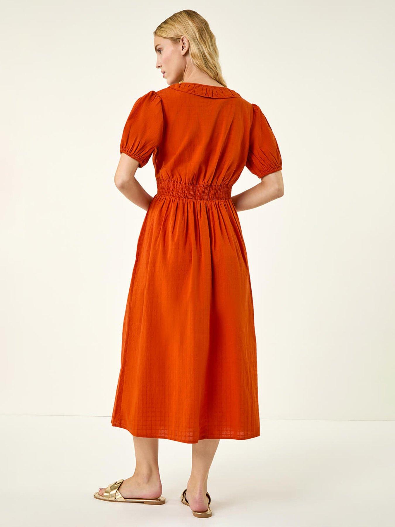 Image 2 of 5 of Roman Textured Frill Midi Dress
