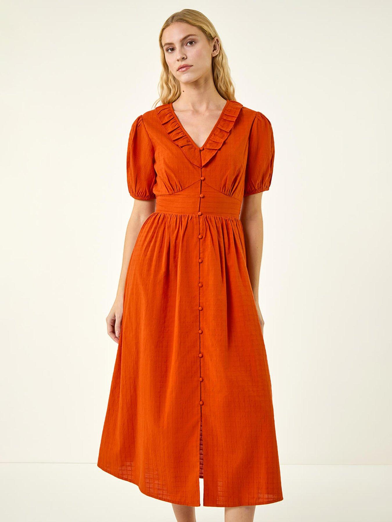 Image 3 of 5 of Roman Textured Frill Midi Dress