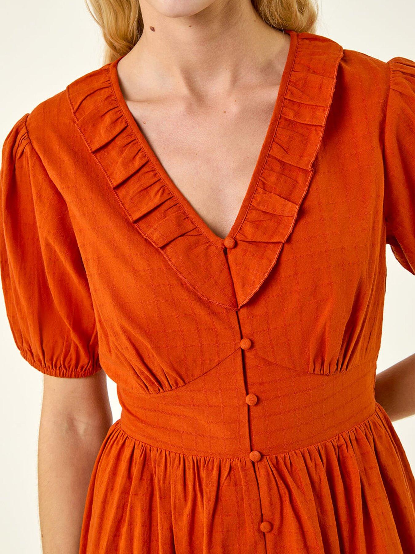 Image 5 of 5 of Roman Textured Frill Midi Dress