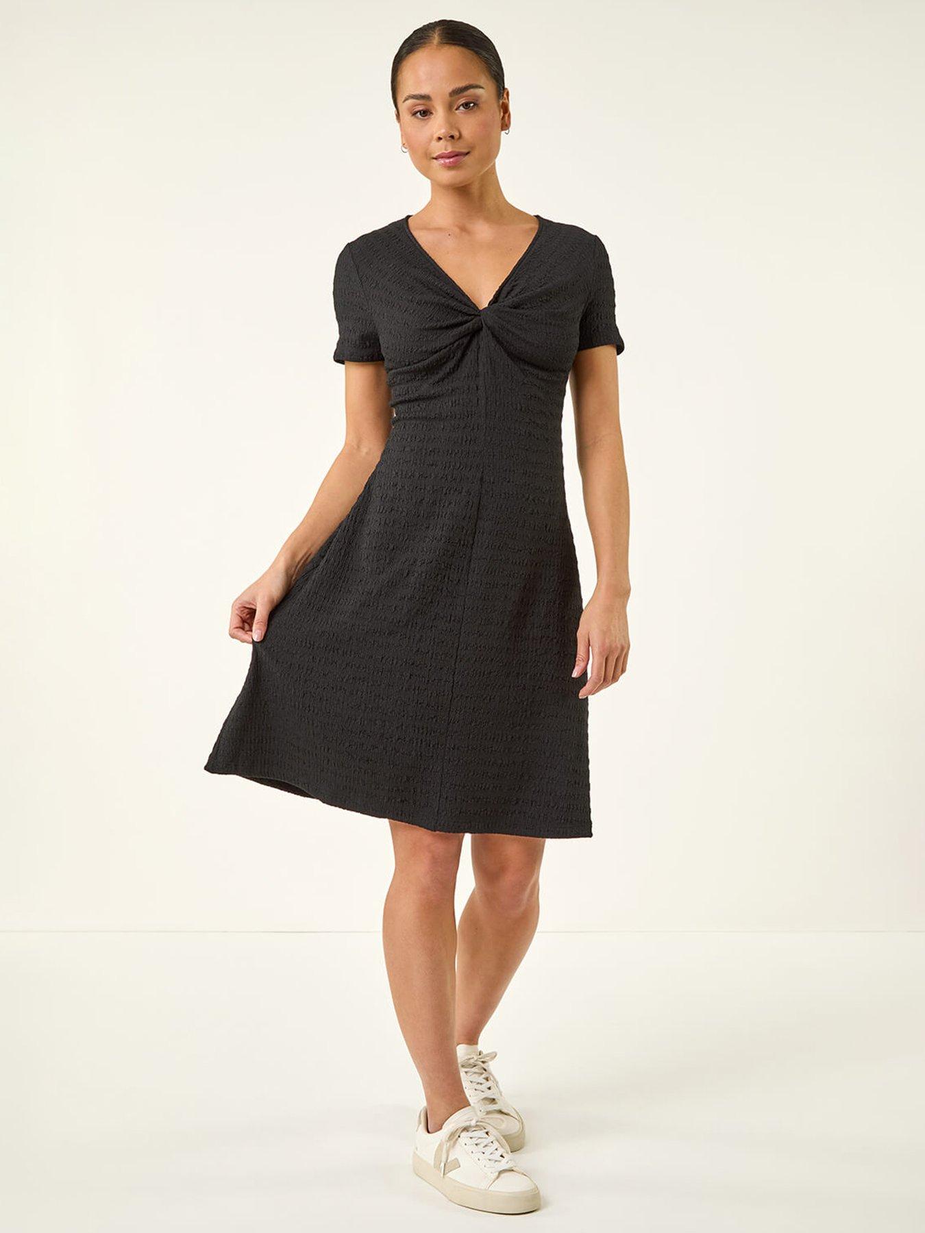 Image 3 of 5 of Roman Petite Textured Twist Front Dress