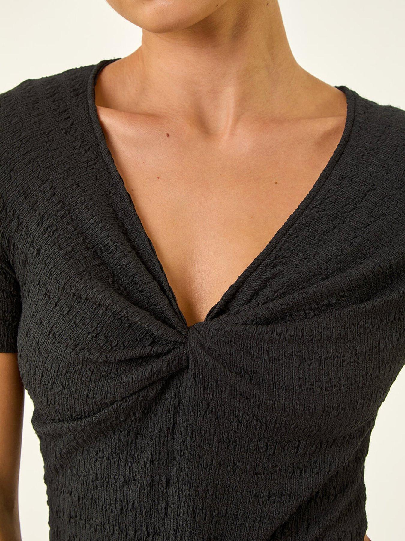 Image 5 of 5 of Roman Petite Textured Twist Front Dress