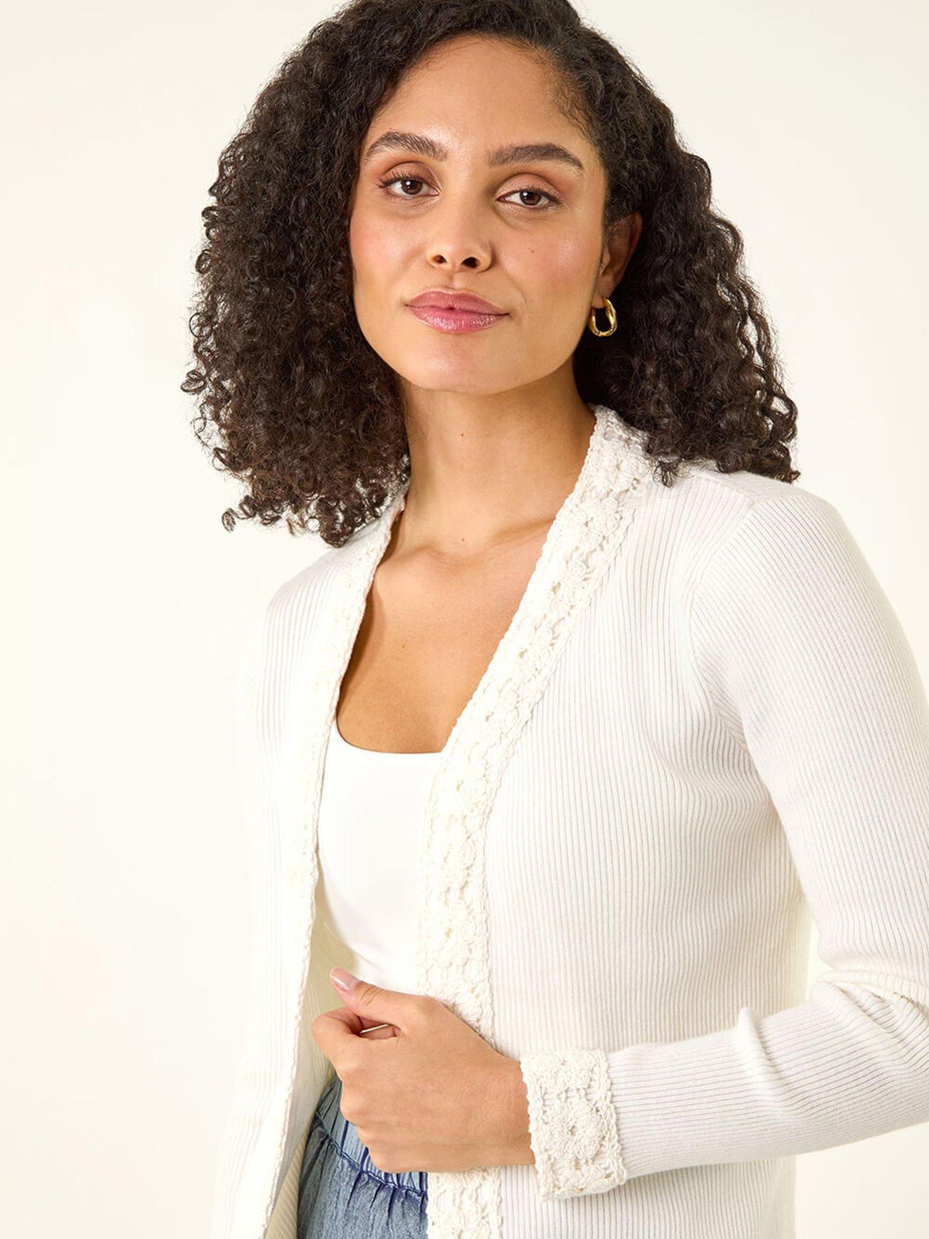 Image 4 of 5 of Roman Crochet Trim Knit Cardigan