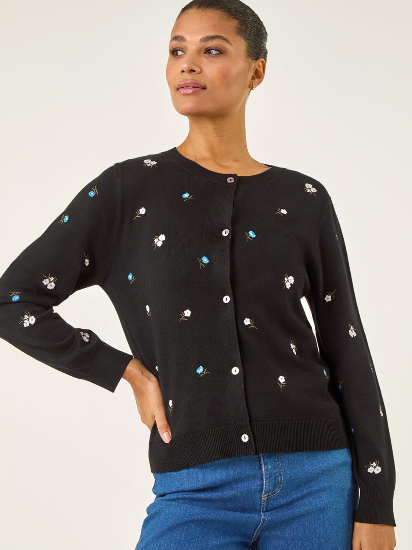 Roman Floral Embroidered Knit Cardigan