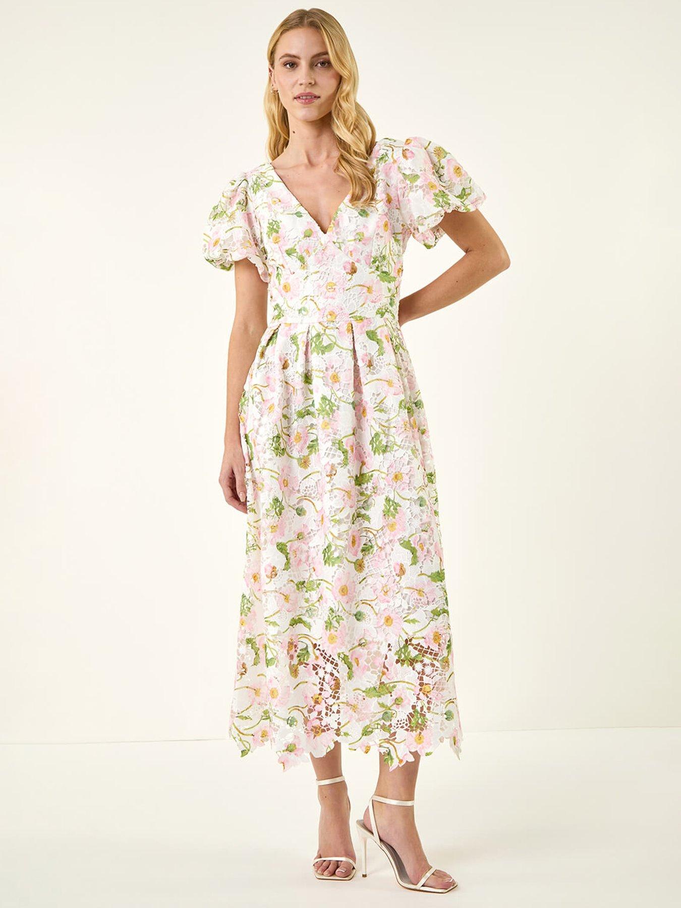 Roman Crochet Lace V-neck Dress