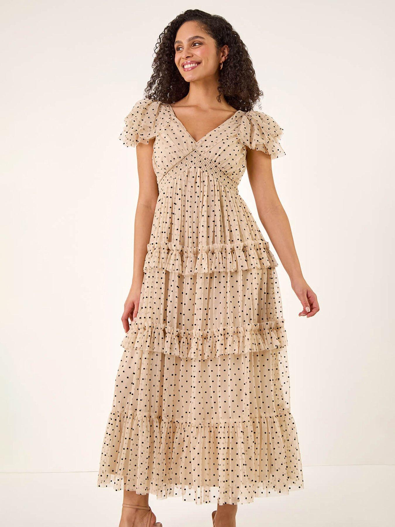 Roman Mesh Frill Maxi Dress