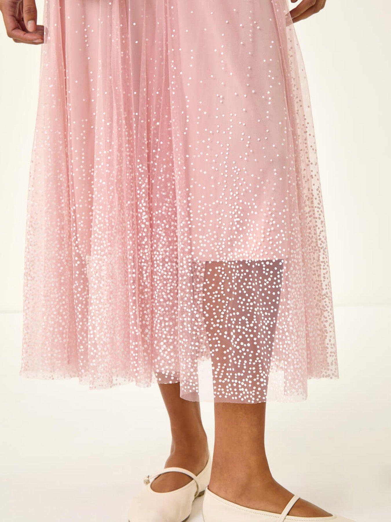Image 5 of 5 of Roman Polka Dot Print Elasticated Mesh Skirt