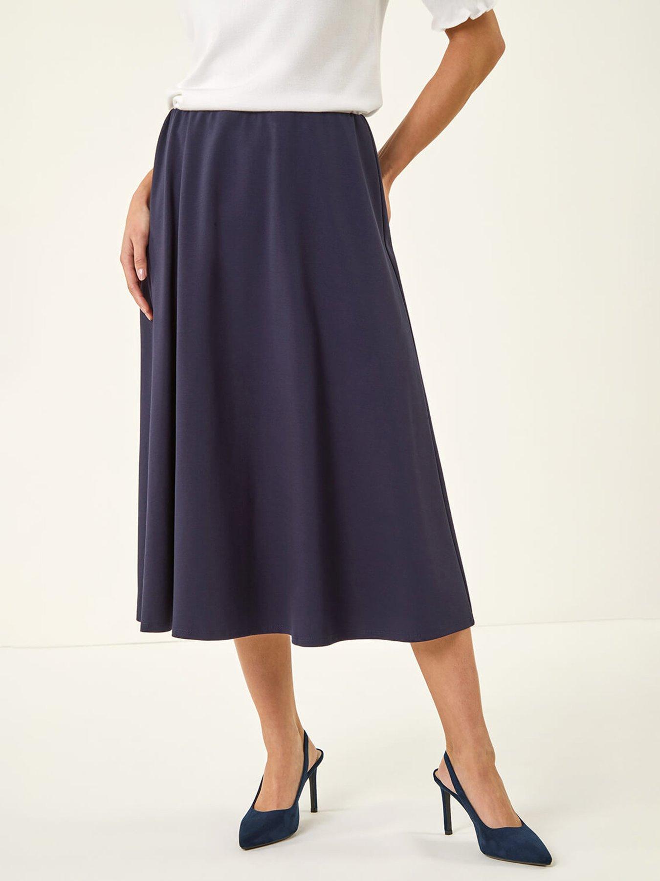Roman Petite Ponte Stretch Midi Skirt