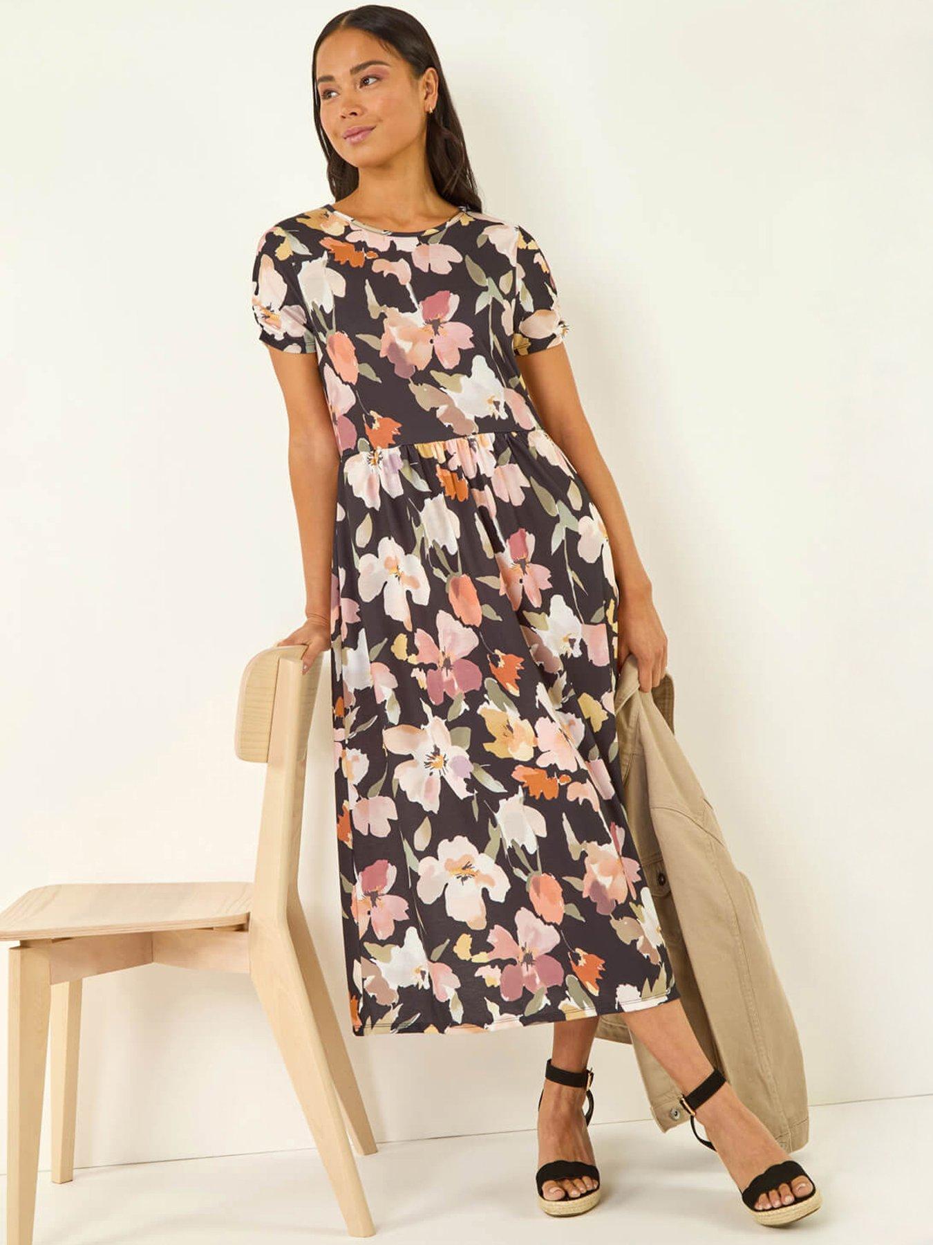 Roman Petite Floral Pocket Midi Dress
