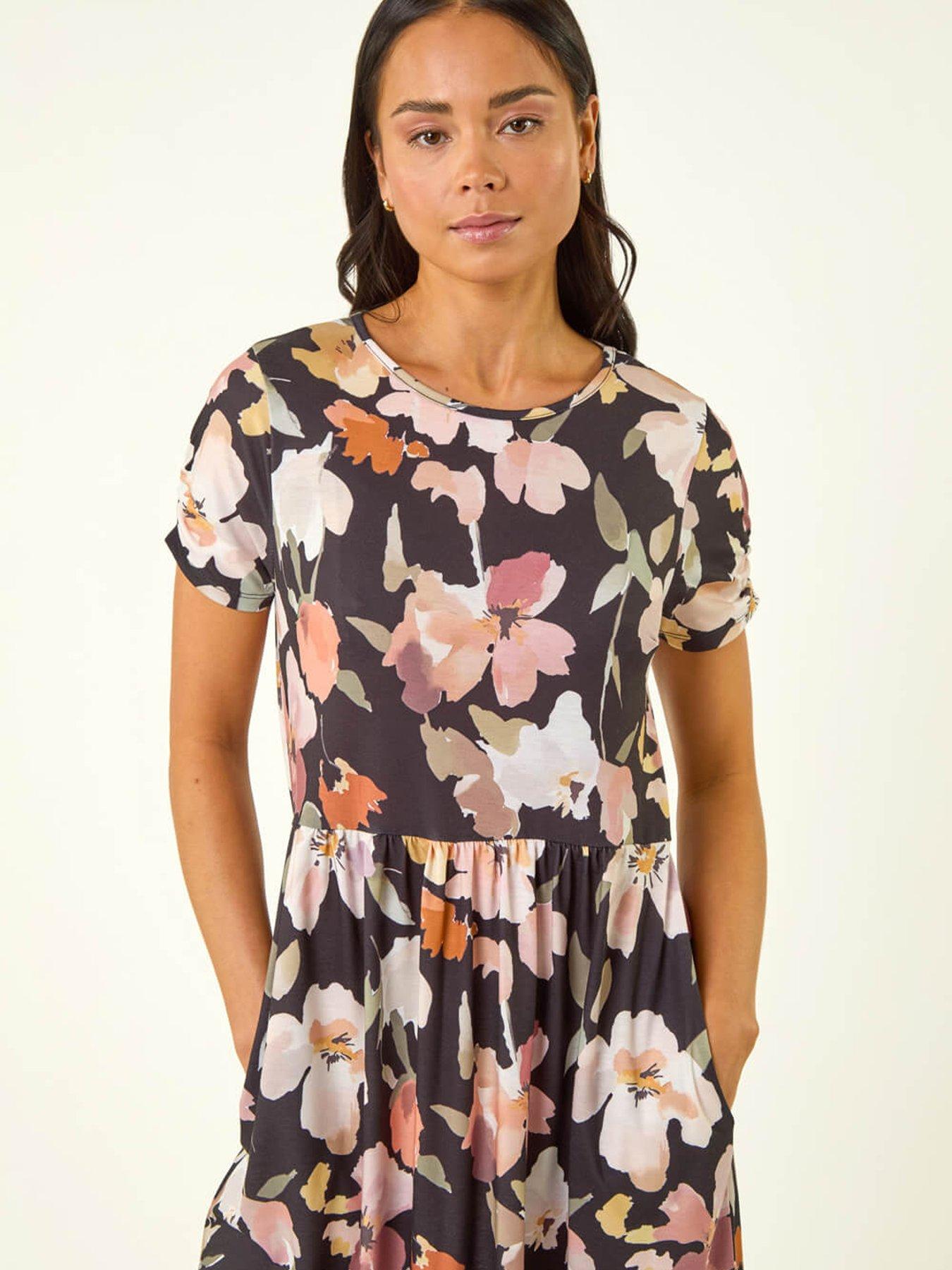 Image 4 of 5 of Roman Petite Floral Pocket Midi Dress
