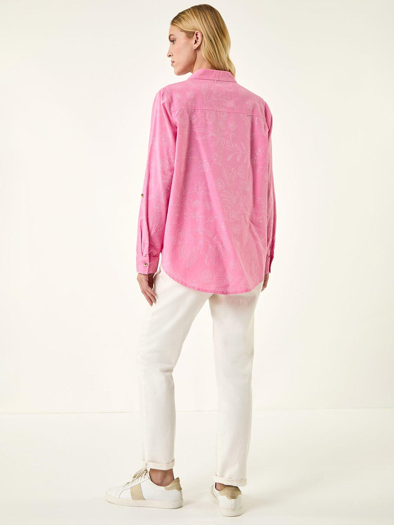 Image 2 of 5 of Roman Floral Print Collar V-neck Shirt