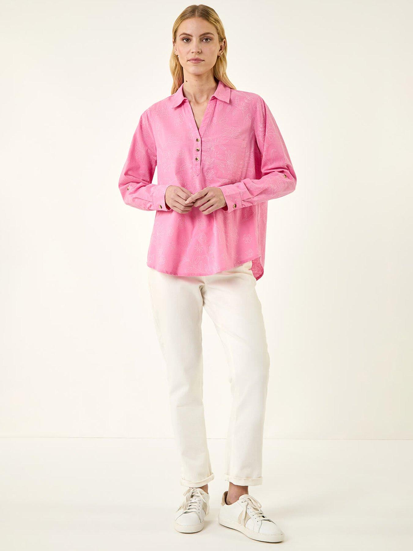 Image 3 of 5 of Roman Floral Print Collar V-neck Shirt