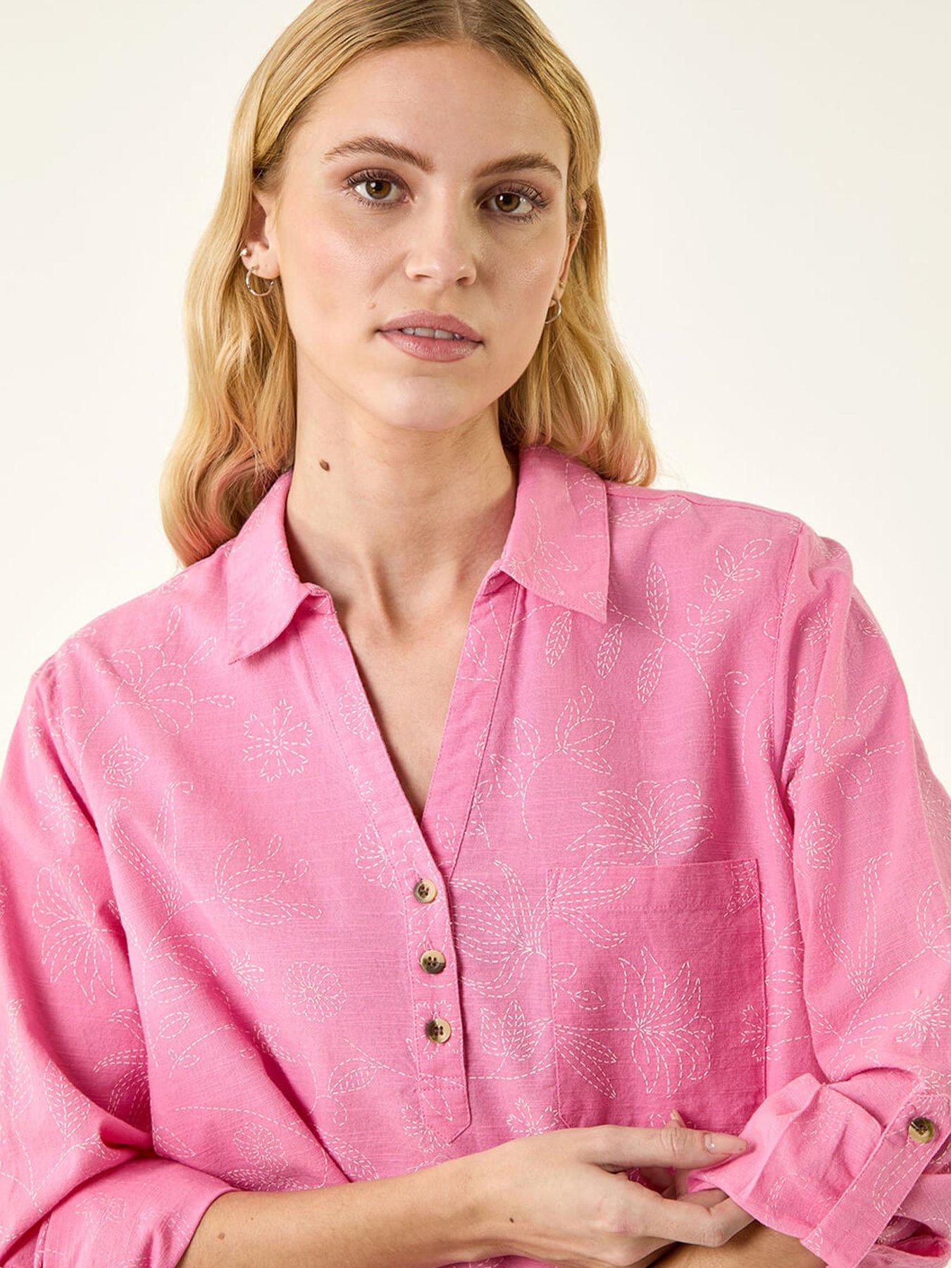 Image 4 of 5 of Roman Floral Print Collar V-neck Shirt