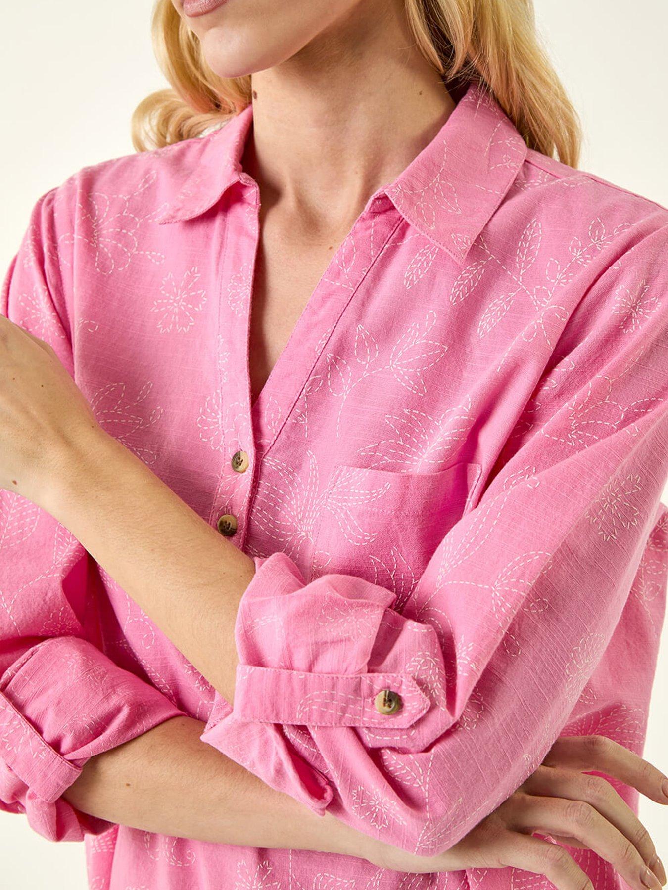 Image 5 of 5 of Roman Floral Print Collar V-neck Shirt