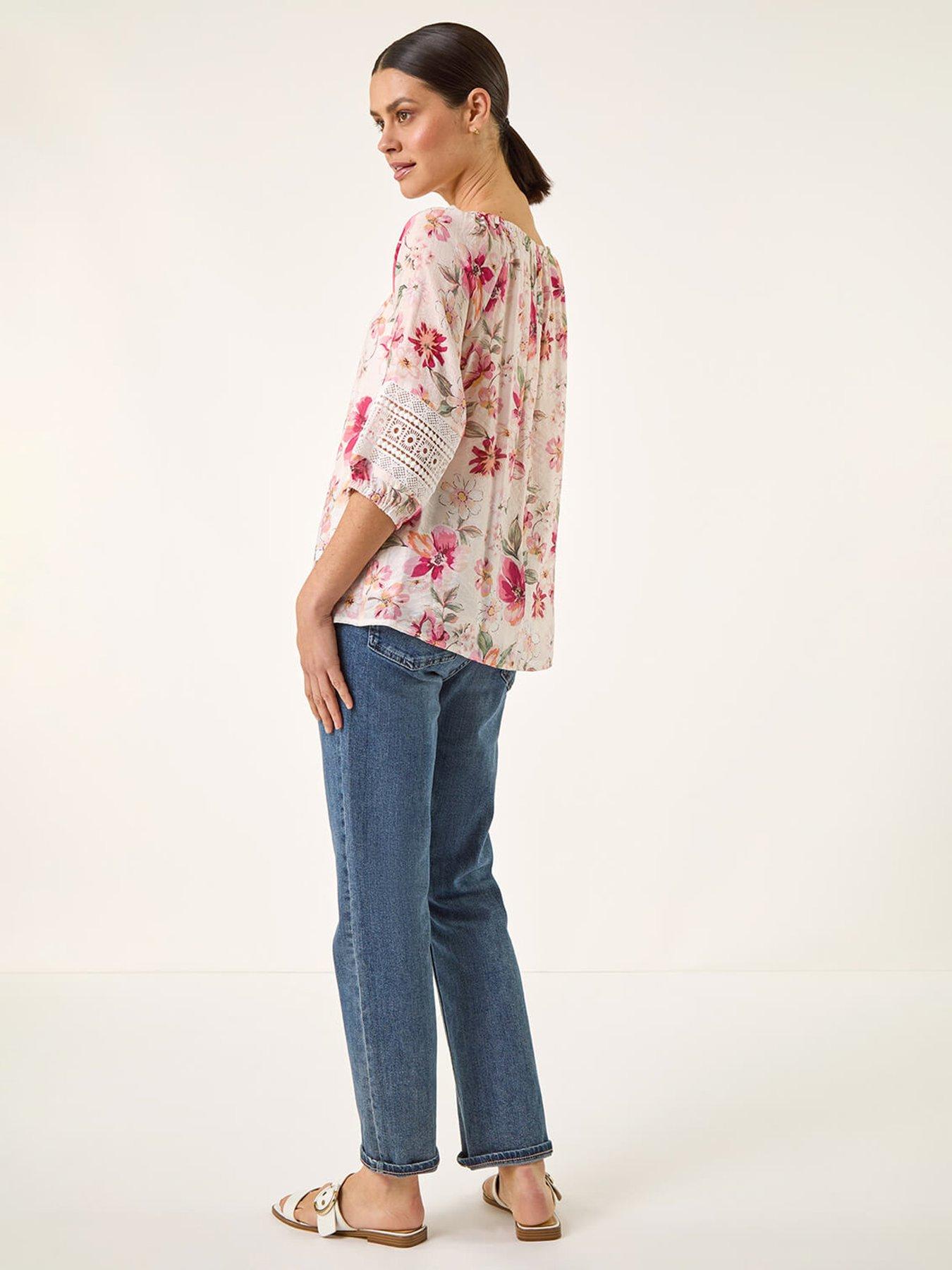 Image 2 of 5 of Roman Floral Tie Front Top