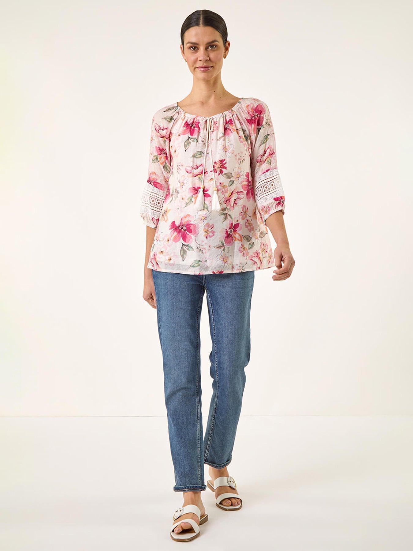 Image 3 of 5 of Roman Floral Tie Front Top