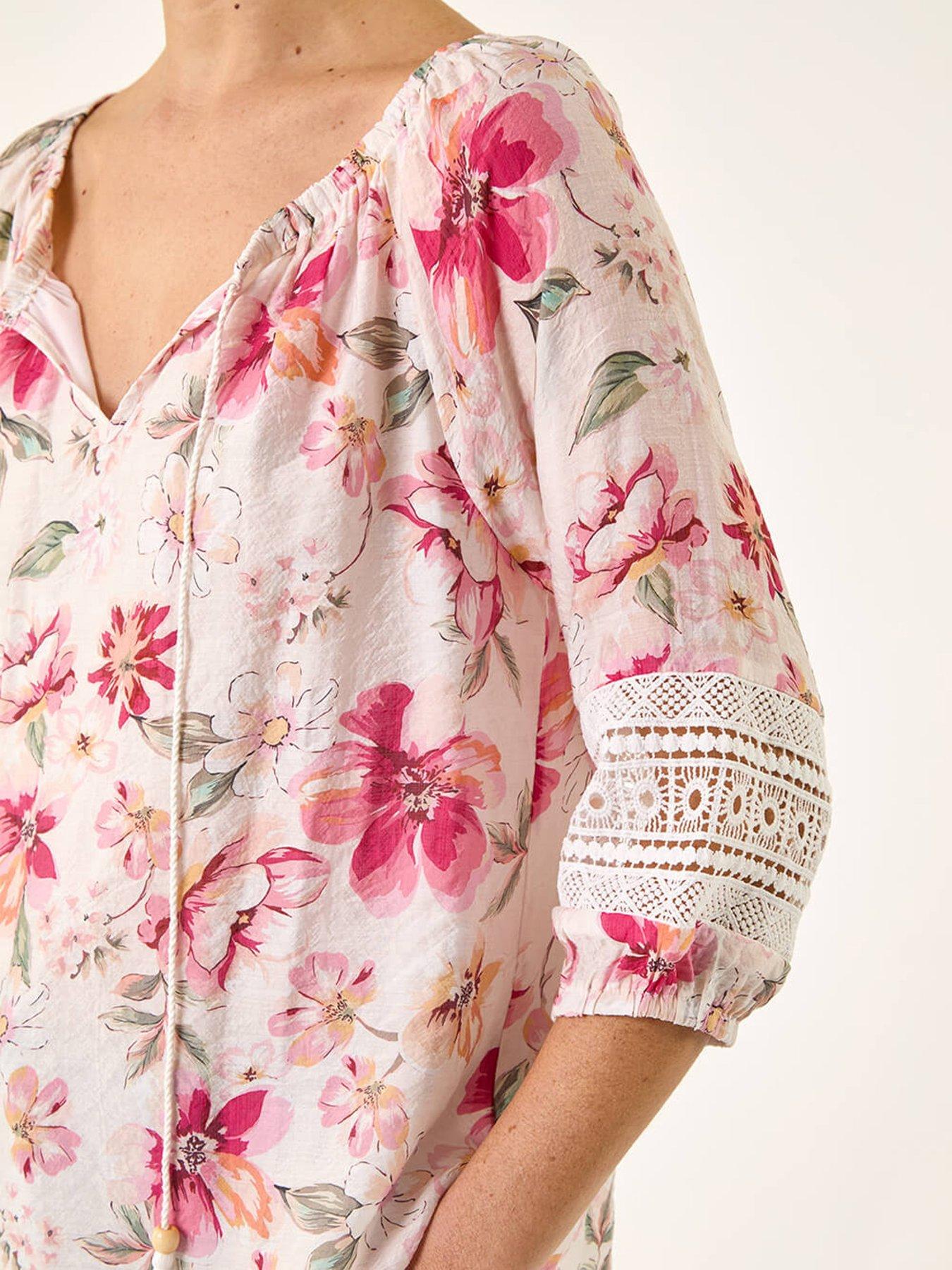 Image 5 of 5 of Roman Floral Tie Front Top
